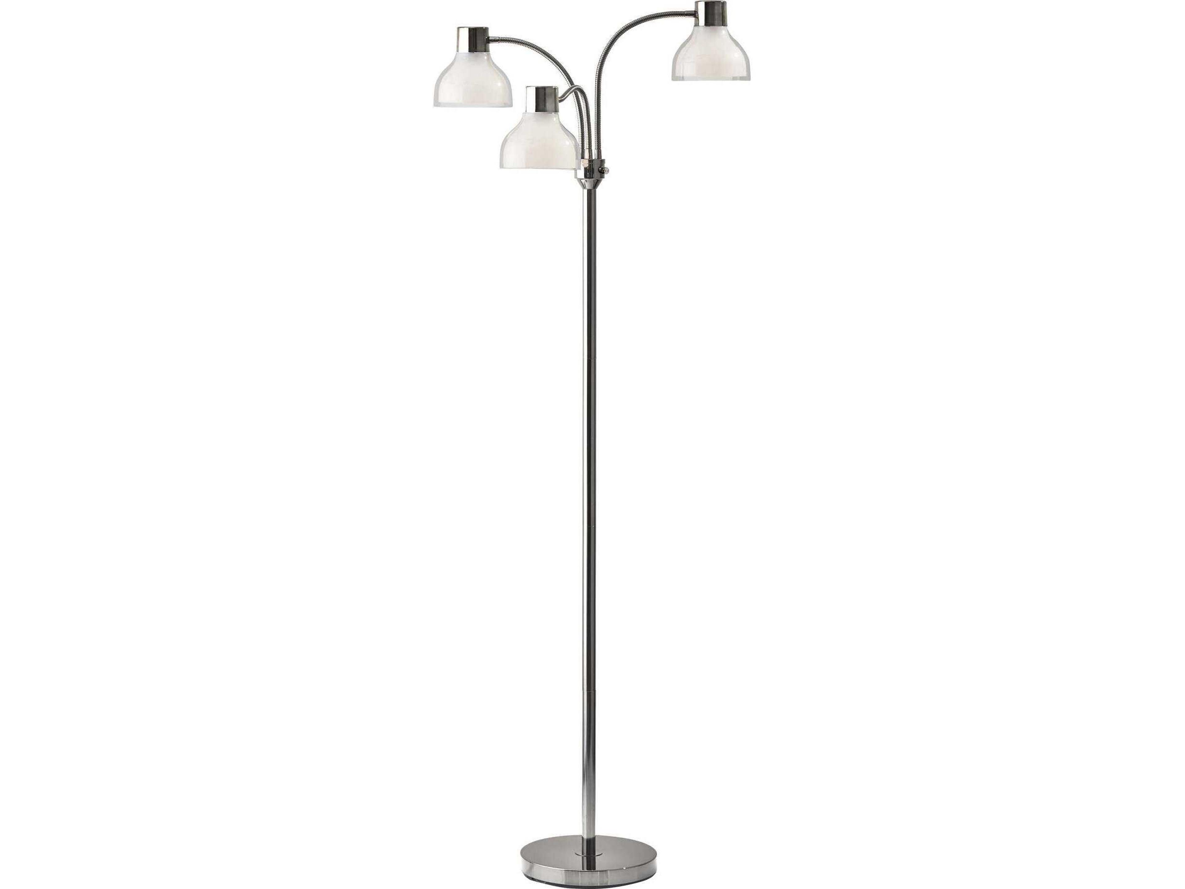 Adesso Presley Polished Nickel Clear Plastic Outer Frosted Inner Floor Lamp