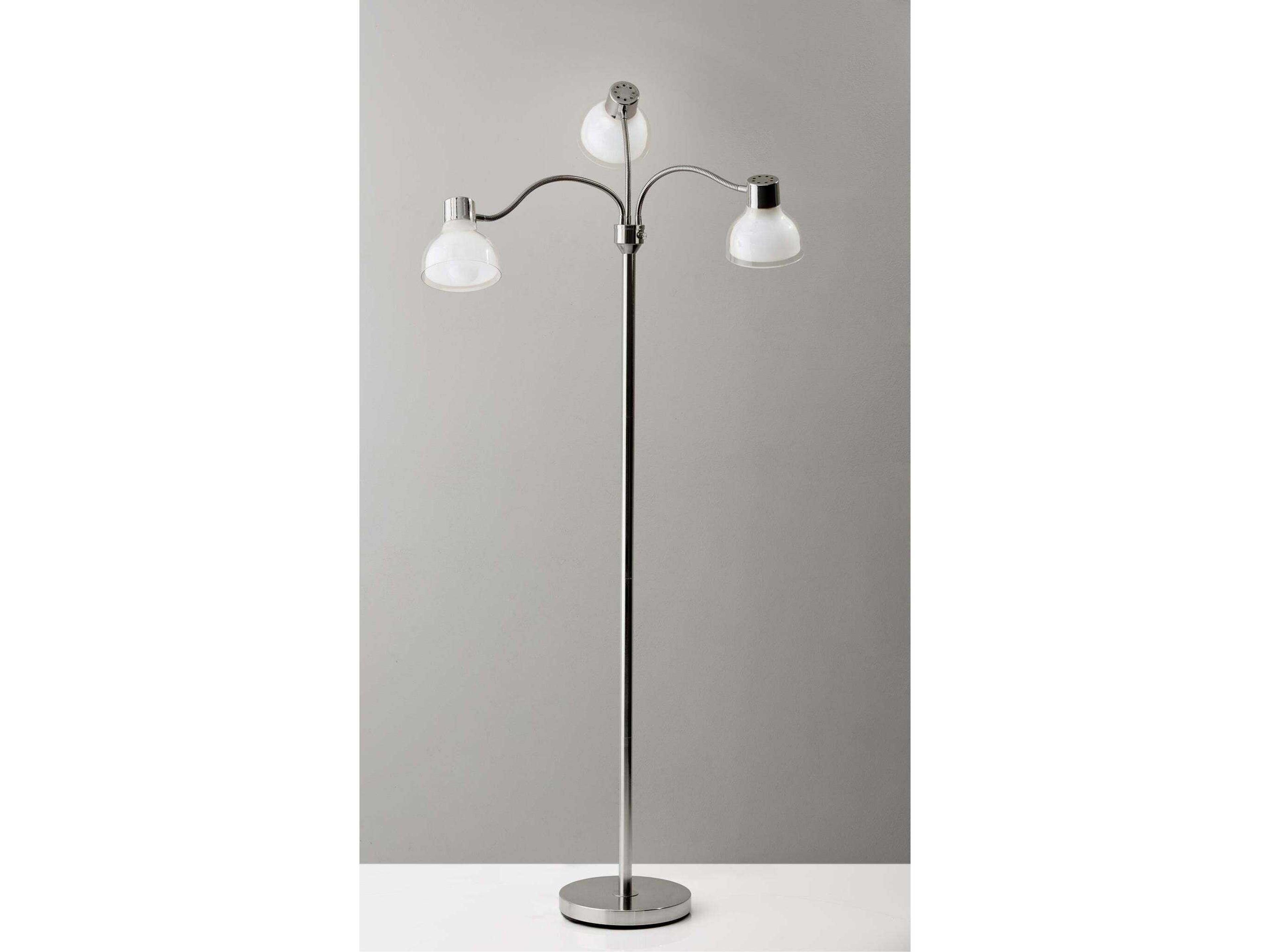 Adesso Presley Polished Nickel Clear Plastic Outer Frosted Inner Floor Lamp