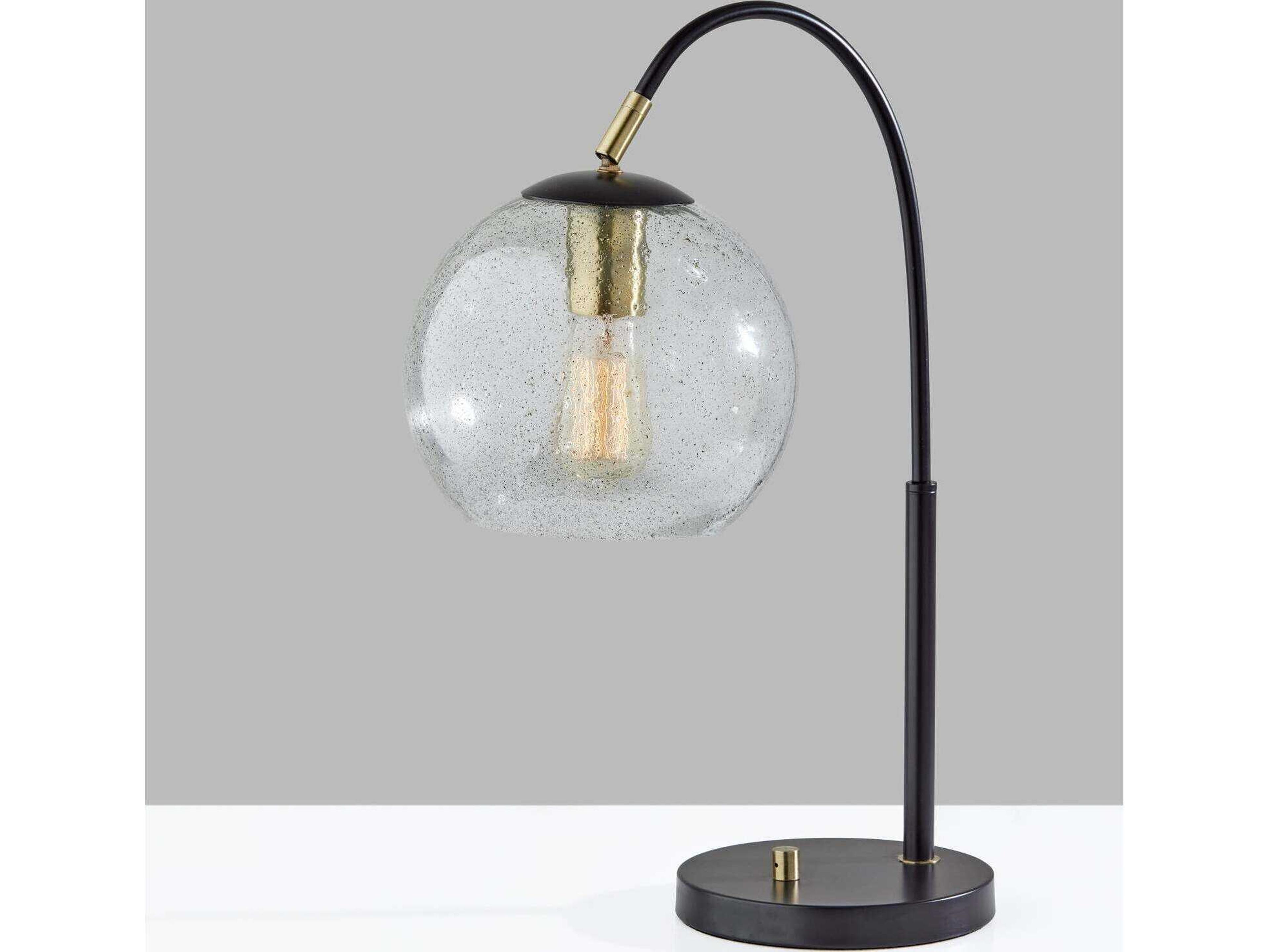 Adesso Edie Dark Bronze Brass Speckled Glass Desk Lamp