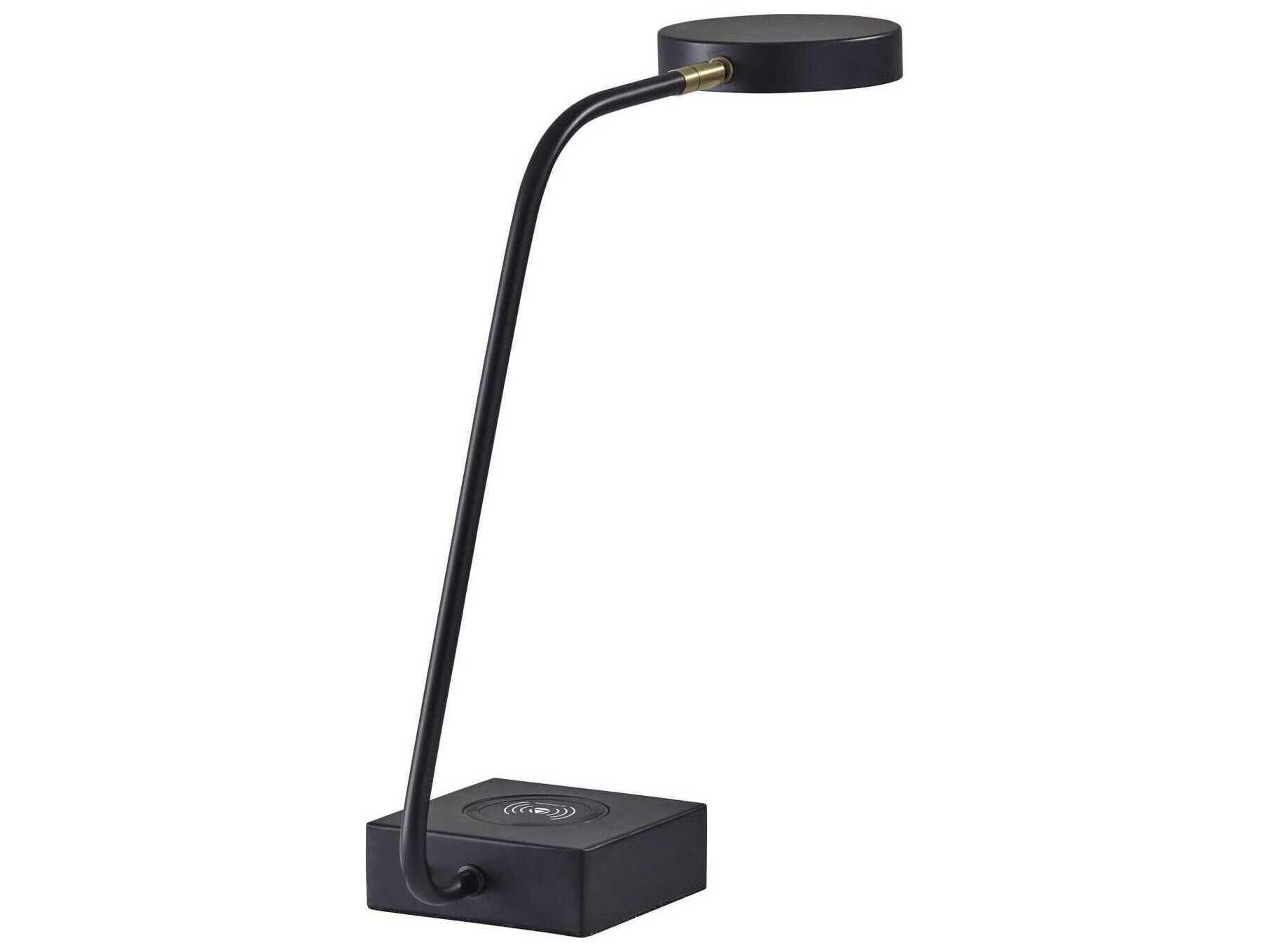 Adesso Conrad Matte Black Antique Brass Metal Desk Lamp