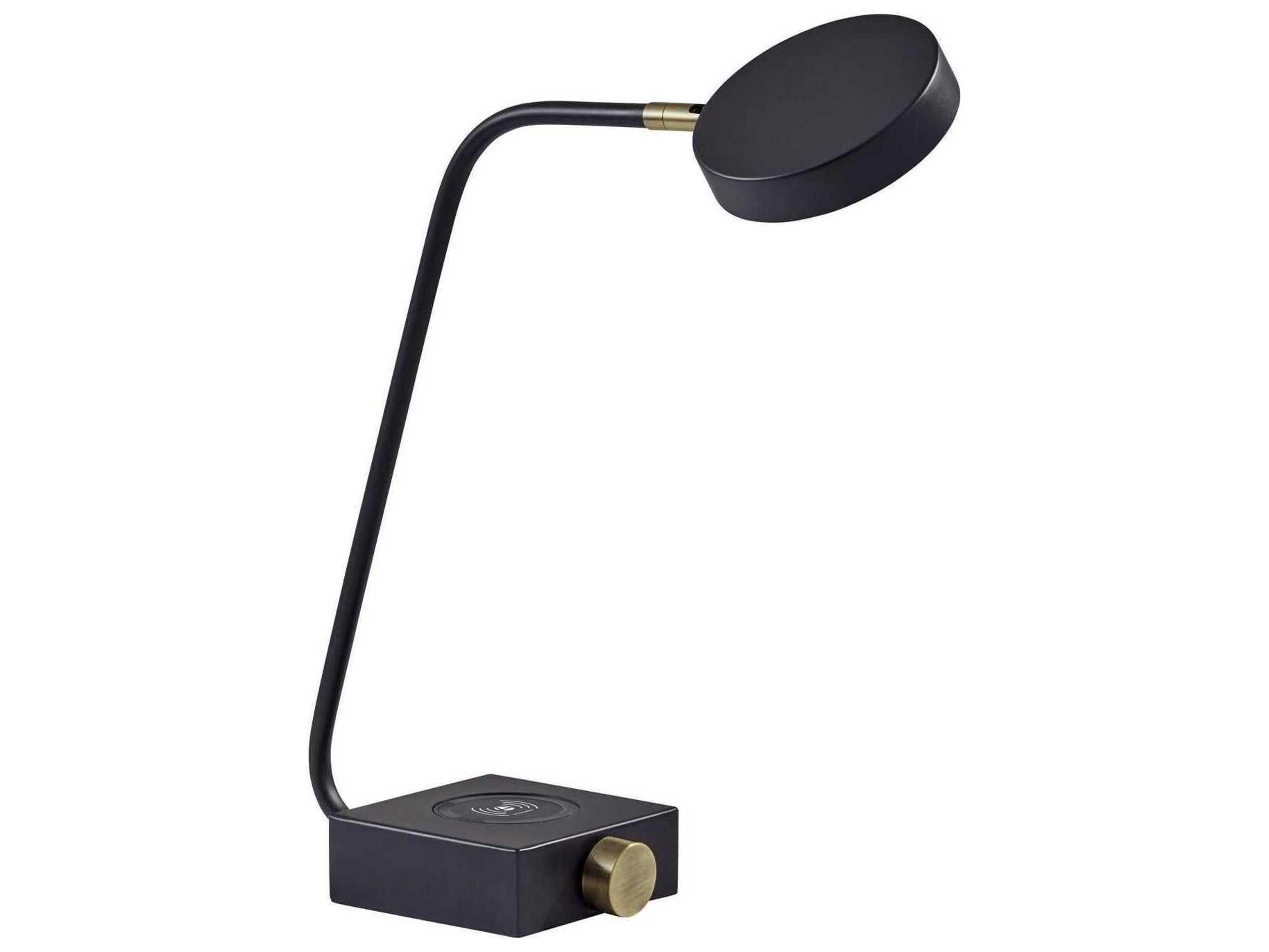 Adesso Conrad Matte Black Antique Brass Metal Desk Lamp