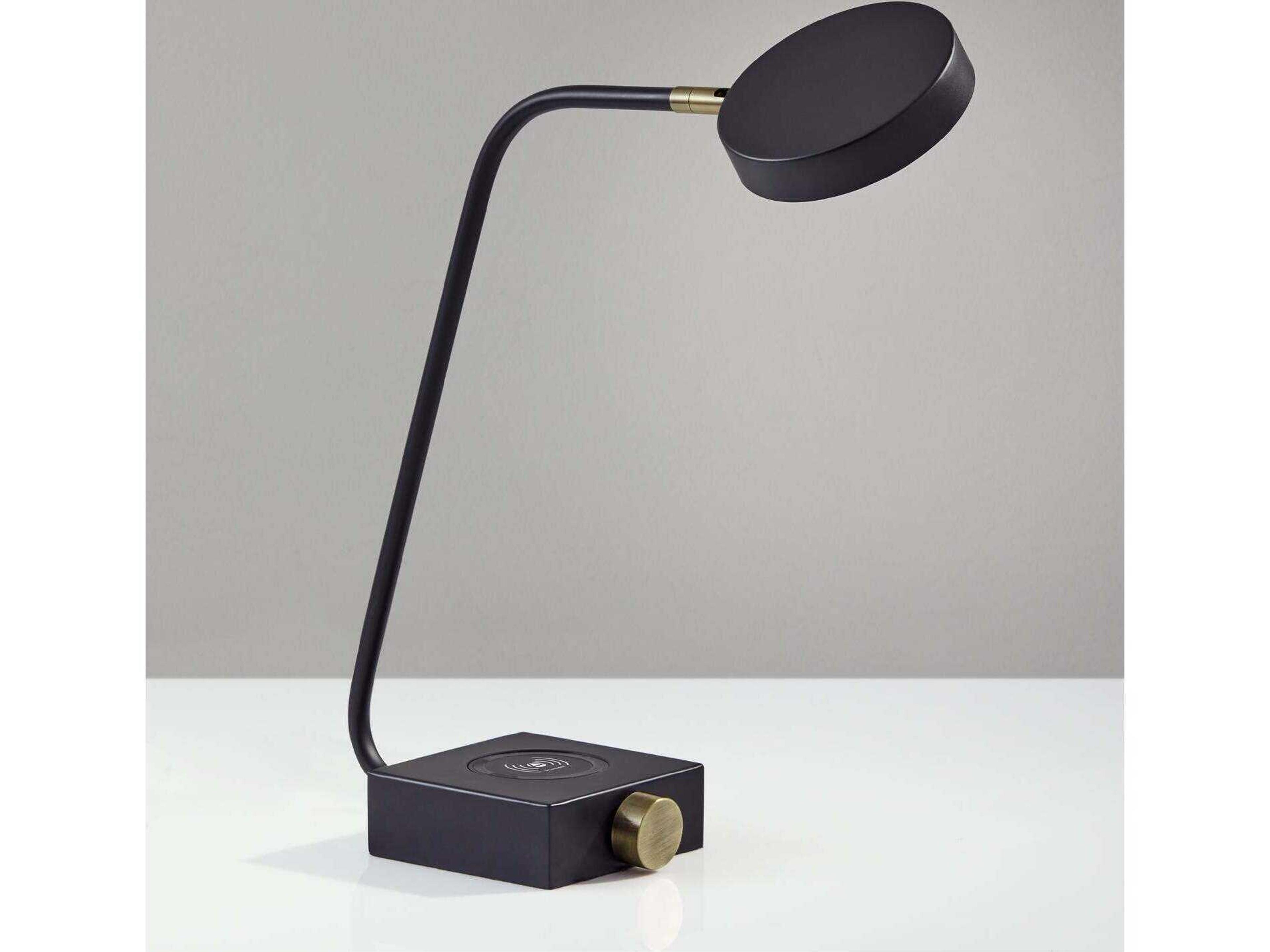 Adesso Conrad Matte Black Antique Brass Metal Desk Lamp