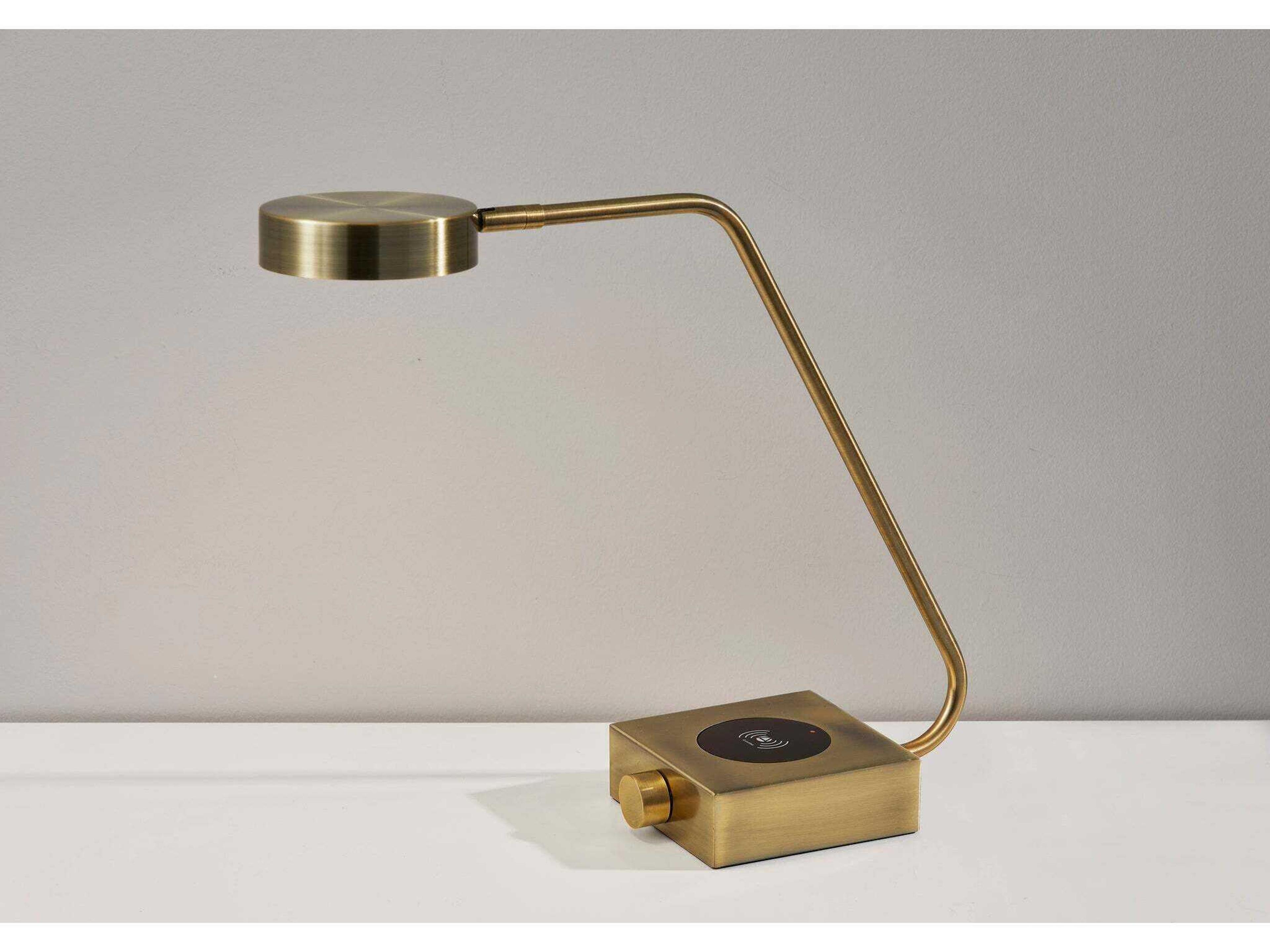 Adesso Conrad Matte Black Antique Brass Metal Desk Lamp