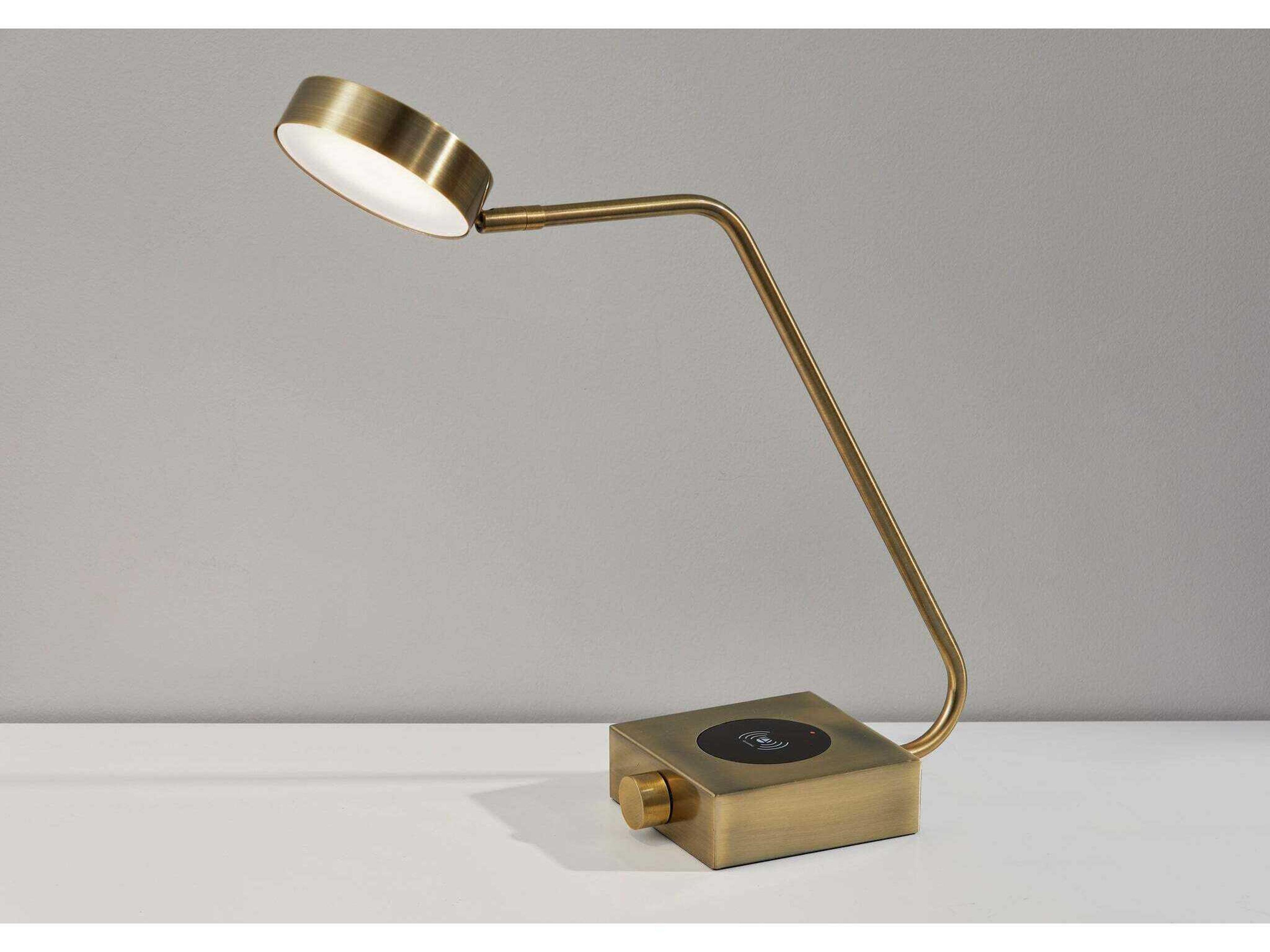 Adesso Conrad Matte Black Antique Brass Metal Desk Lamp