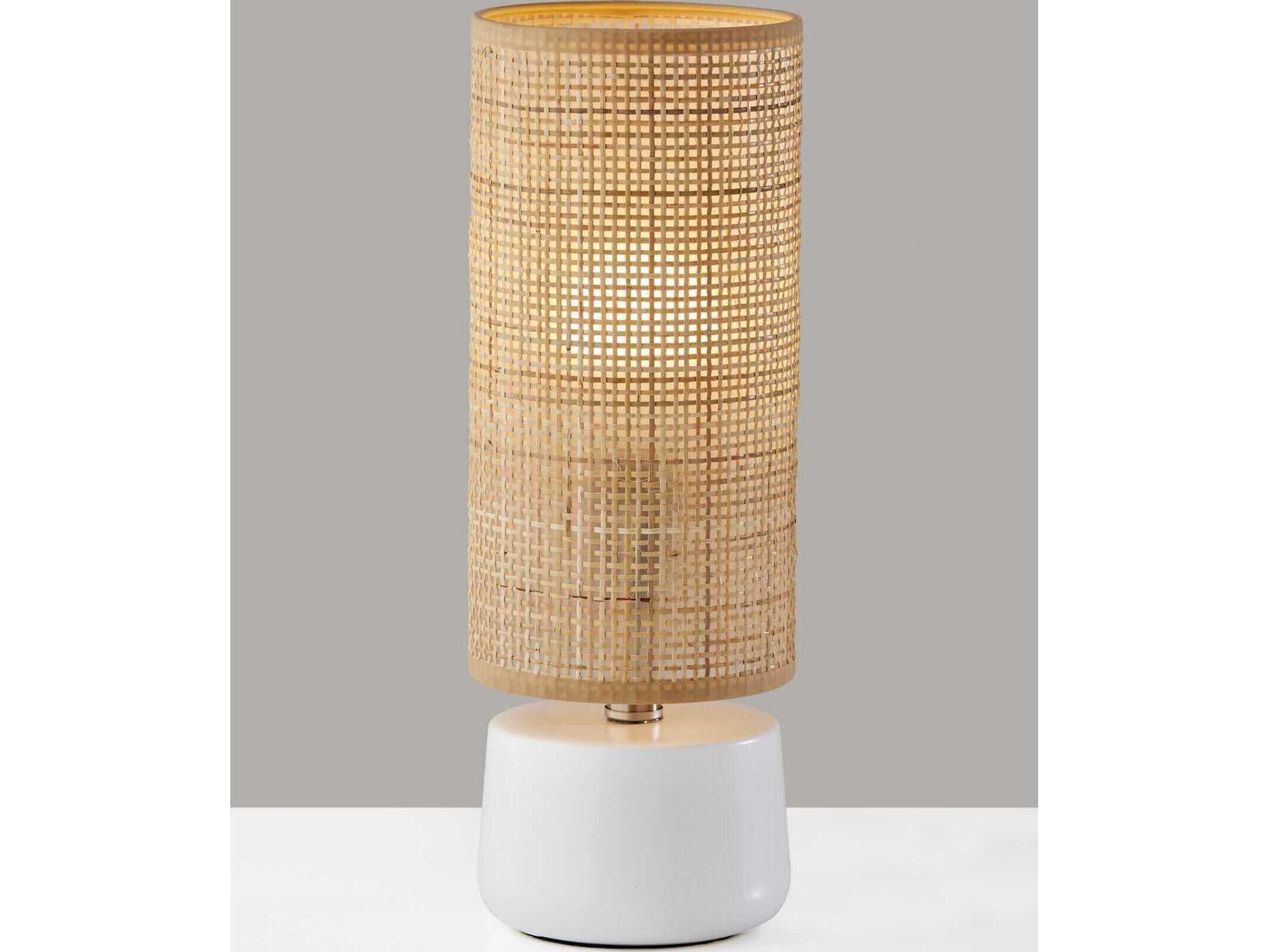 Adesso Sheffield White Rattan Table Lamp