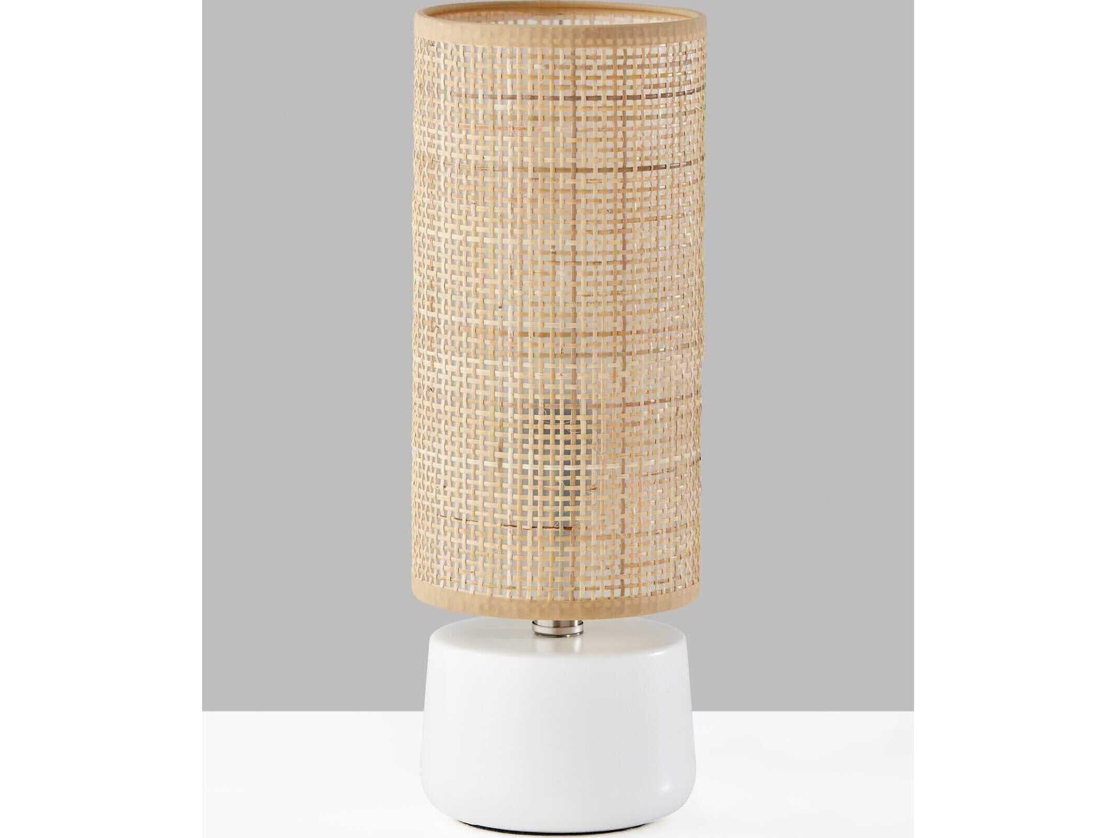 Adesso Sheffield White Rattan Table Lamp