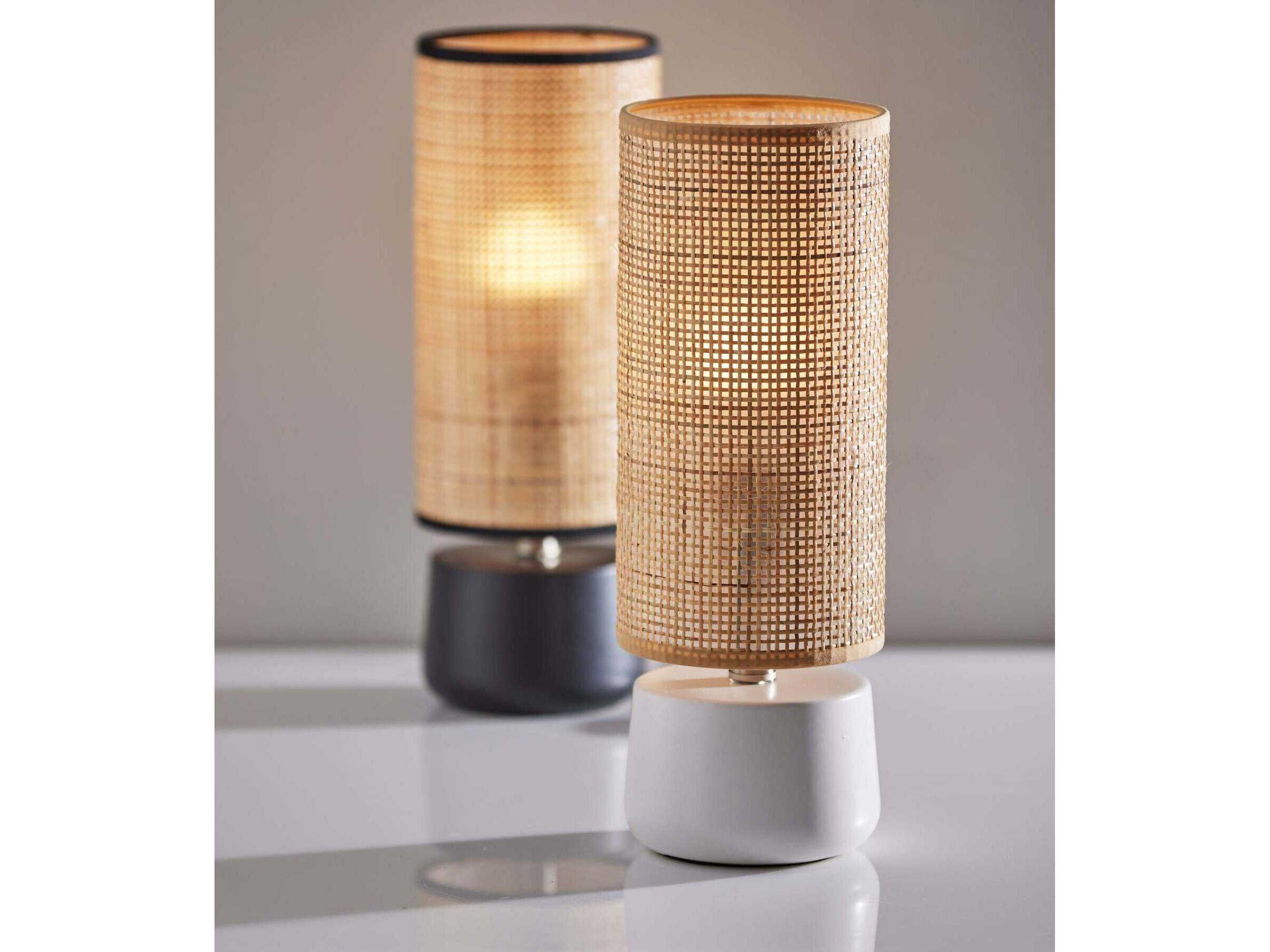 Adesso Sheffield White Rattan Table Lamp