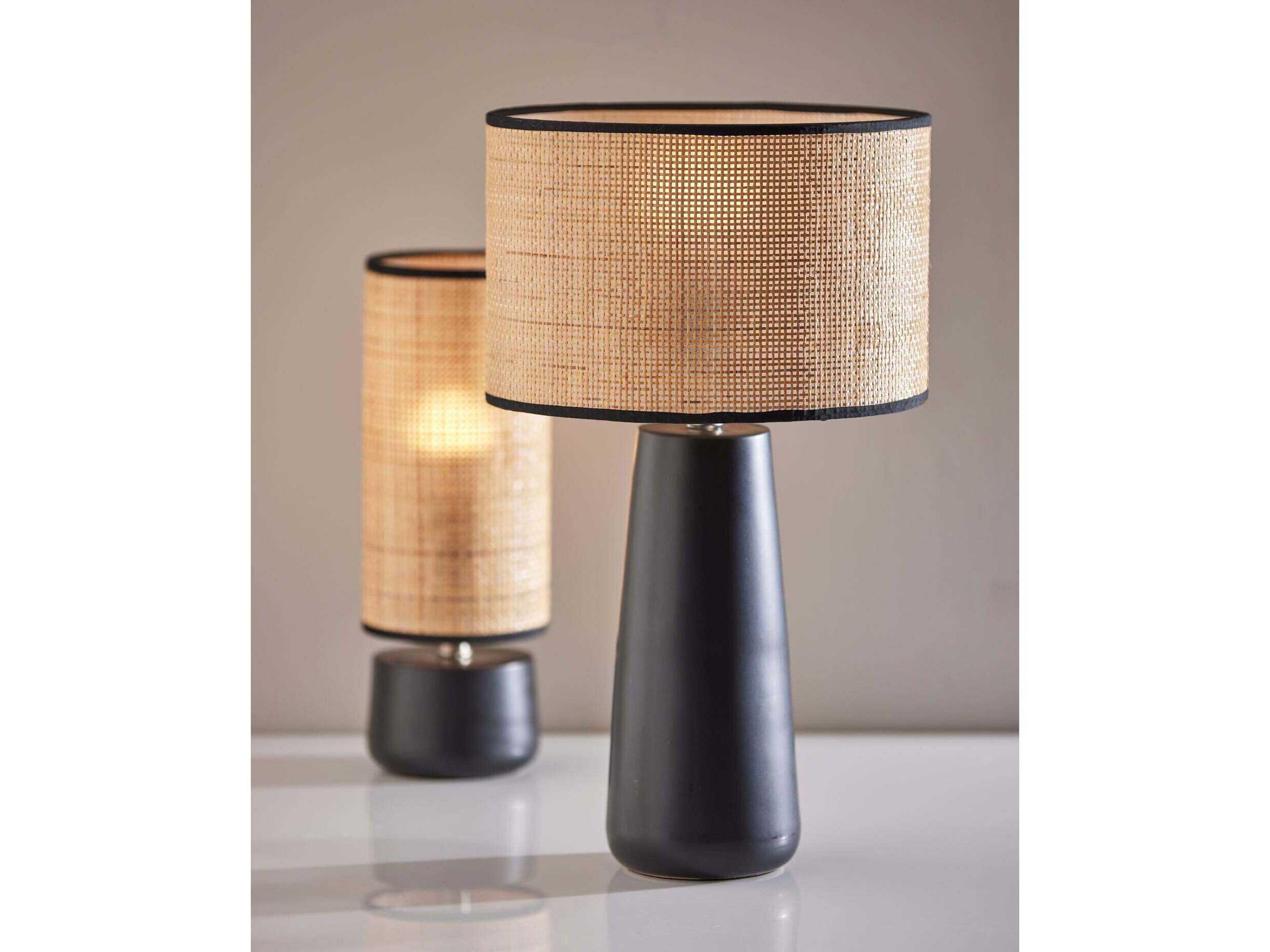 Adesso Sheffield Black Rattan Table Lamp