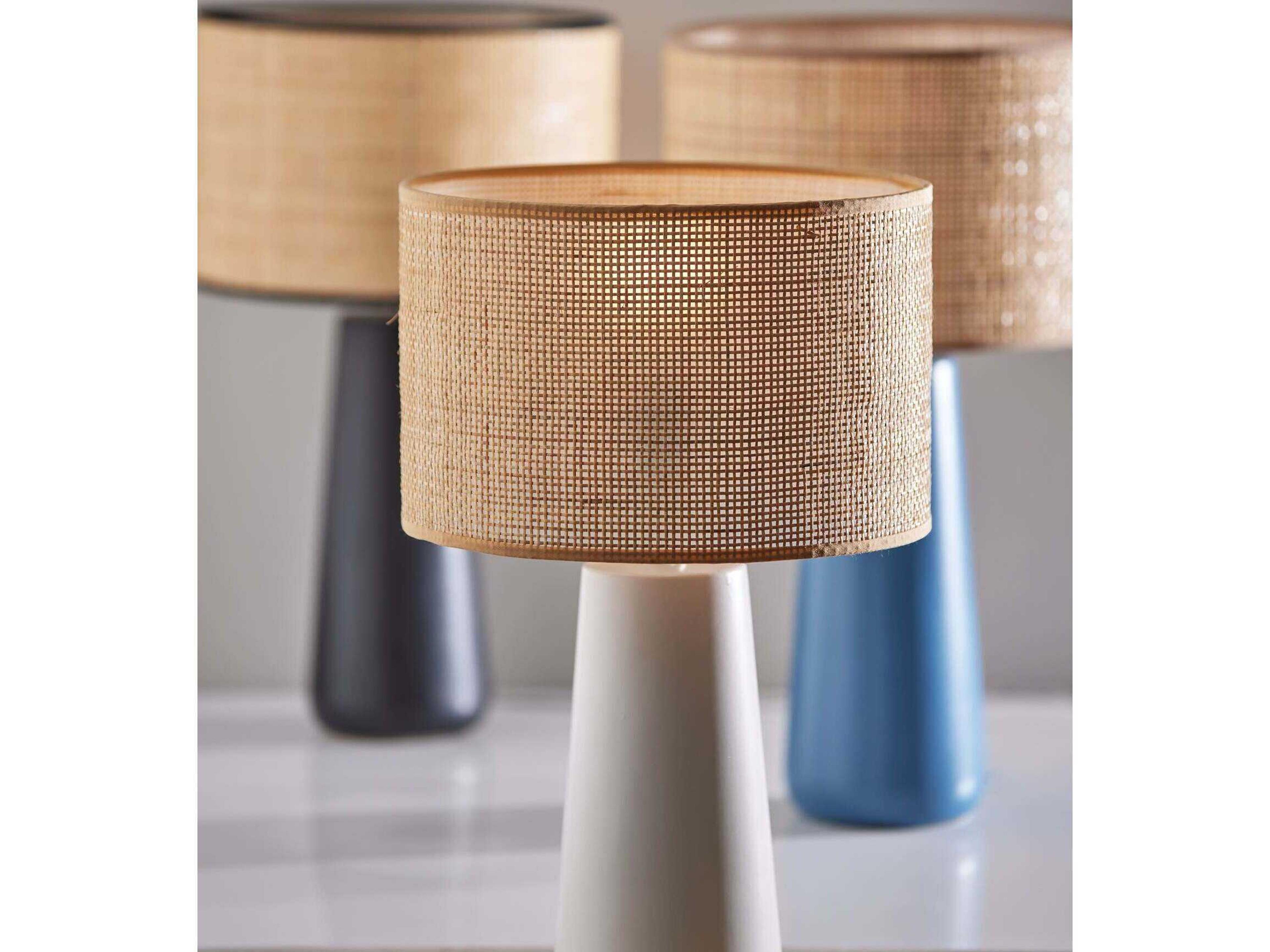 Adesso Sheffield White Rattan Table Lamp