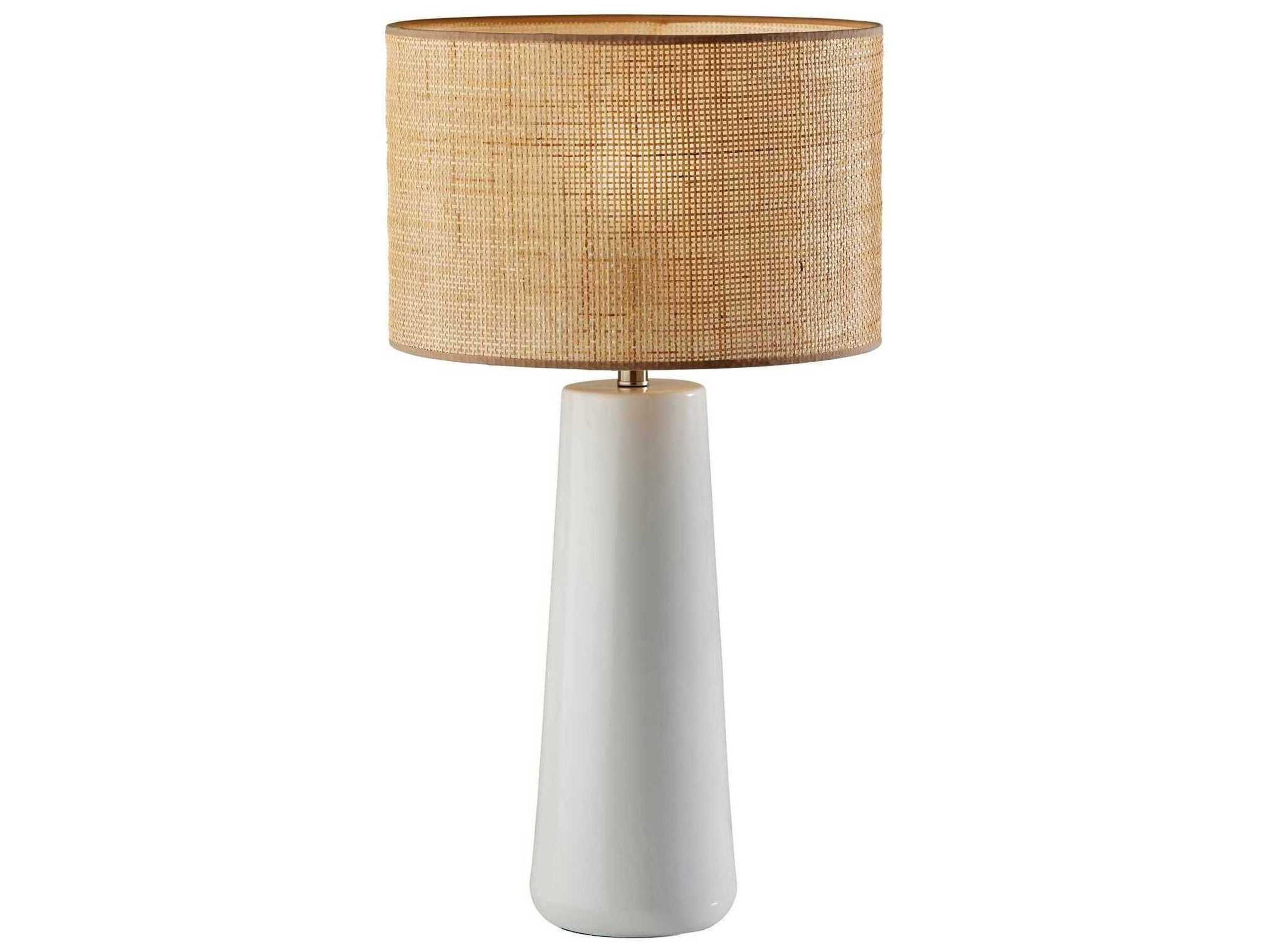 Sheffield Tall Table Lamp White Rattan