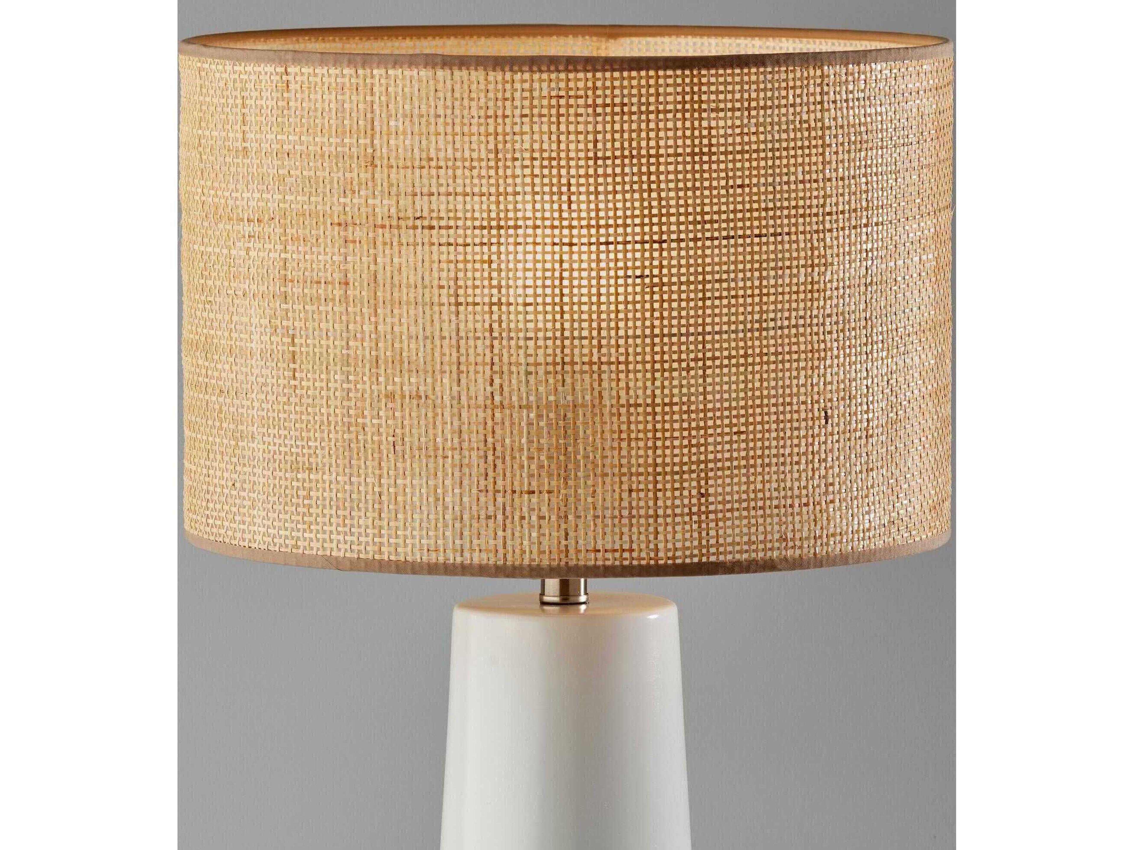 Adesso Sheffield White Natural Rattan With Beige Trim Buffet Lamp