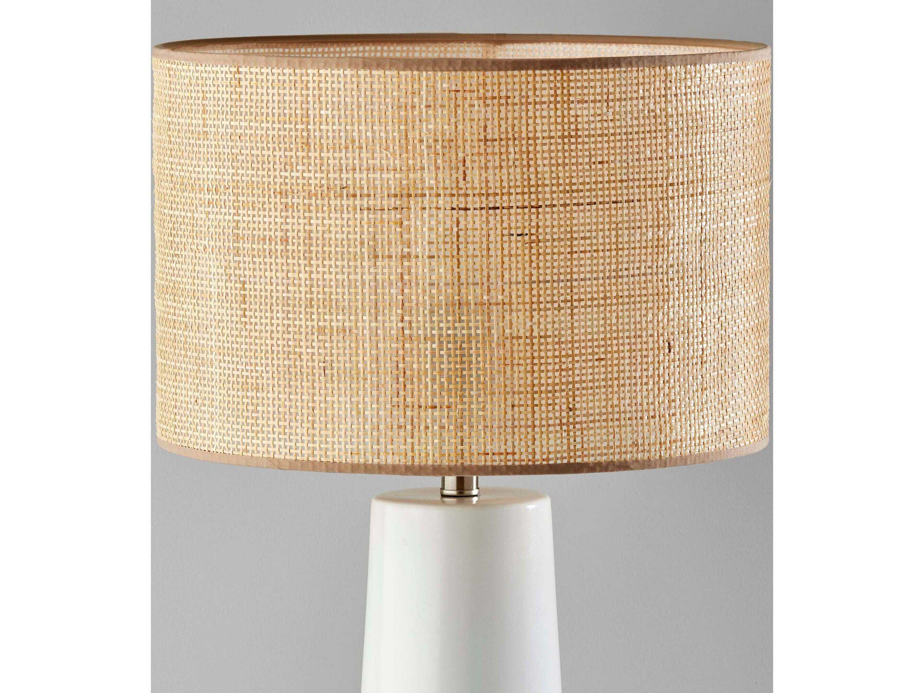 Adesso Sheffield White Natural Rattan With Beige Trim Buffet Lamp