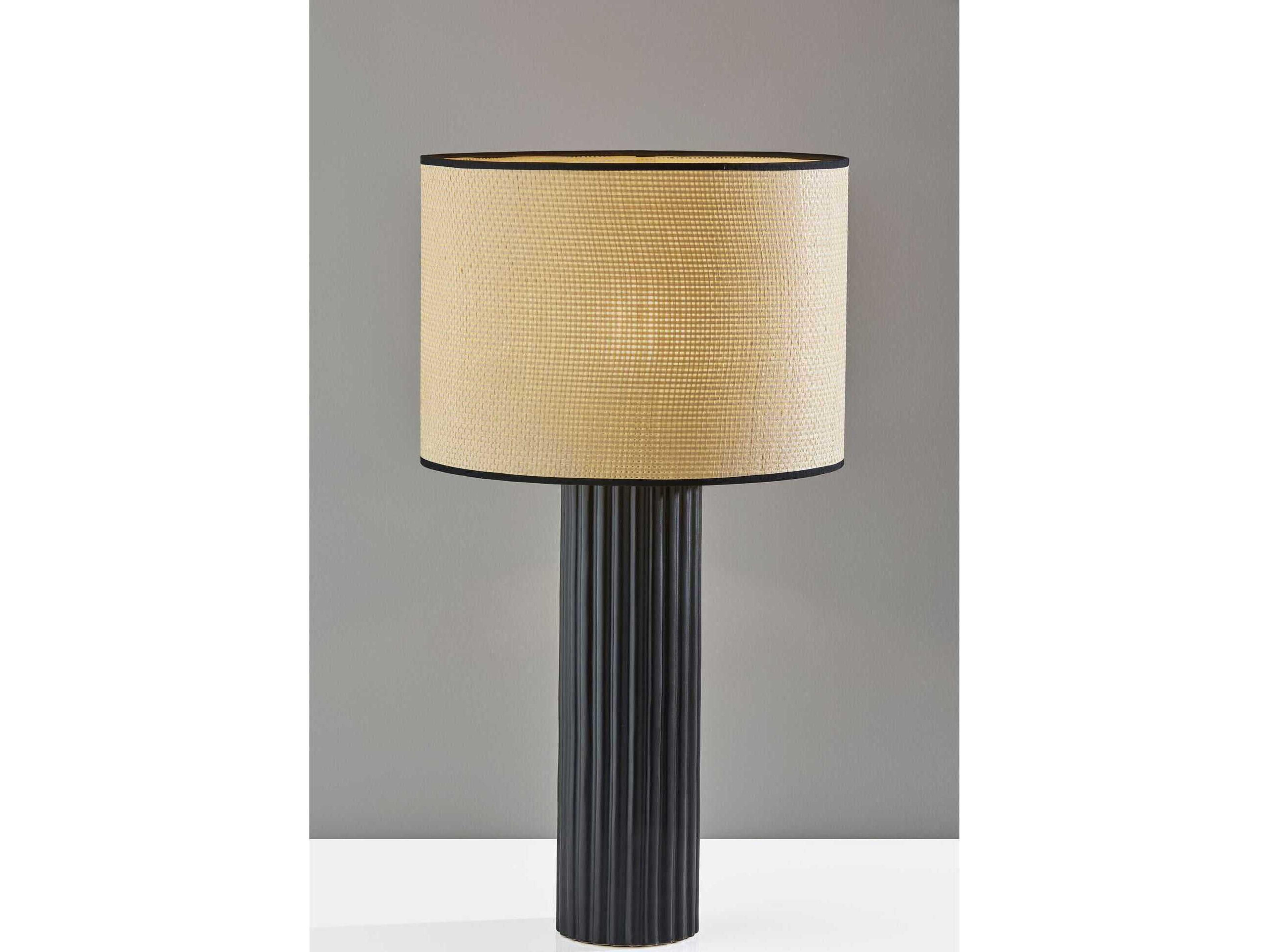 Adesso Primrose Black Woven Natural Buffet Lamp