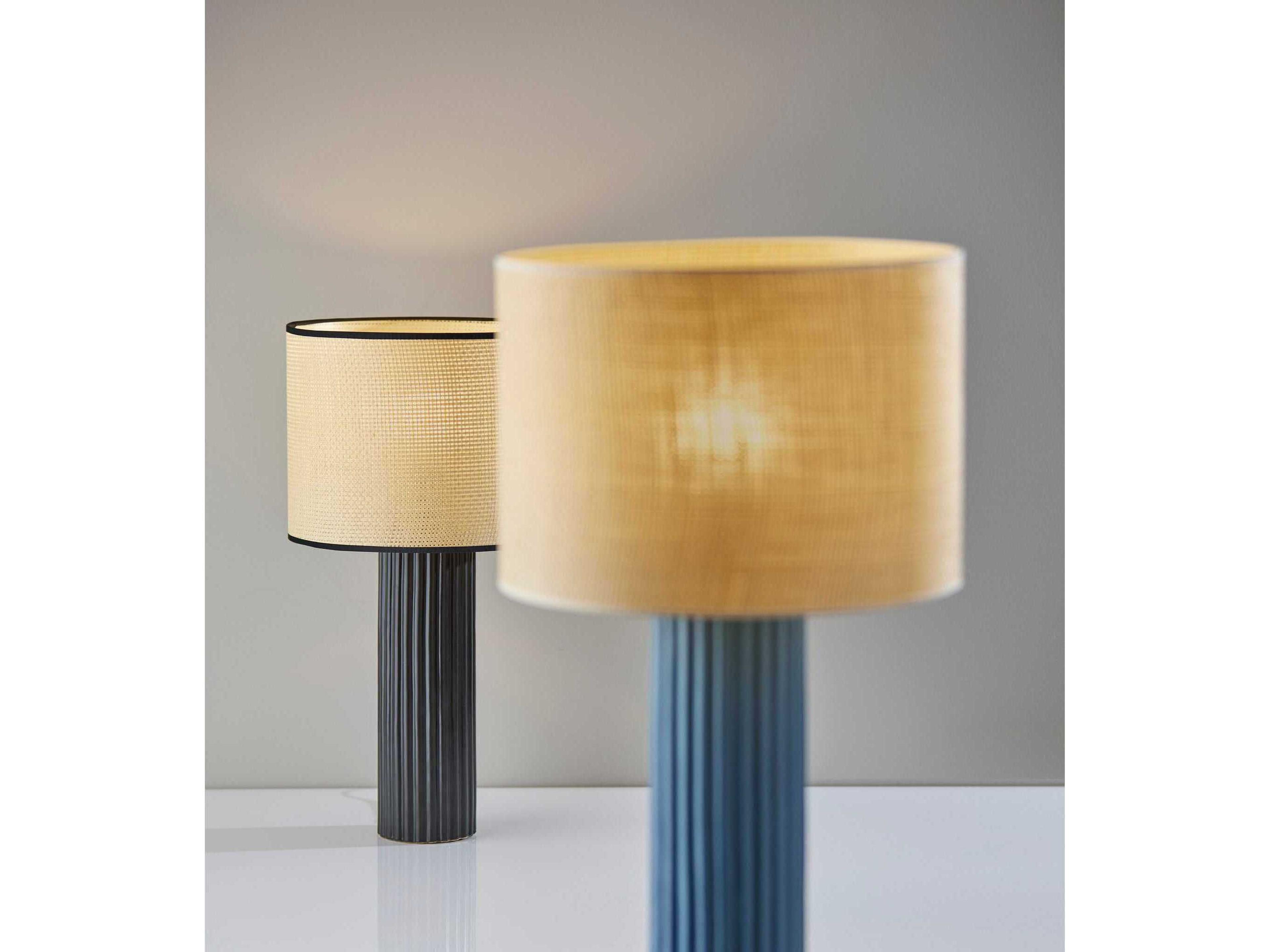 Adesso Primrose Black Woven Natural Buffet Lamp