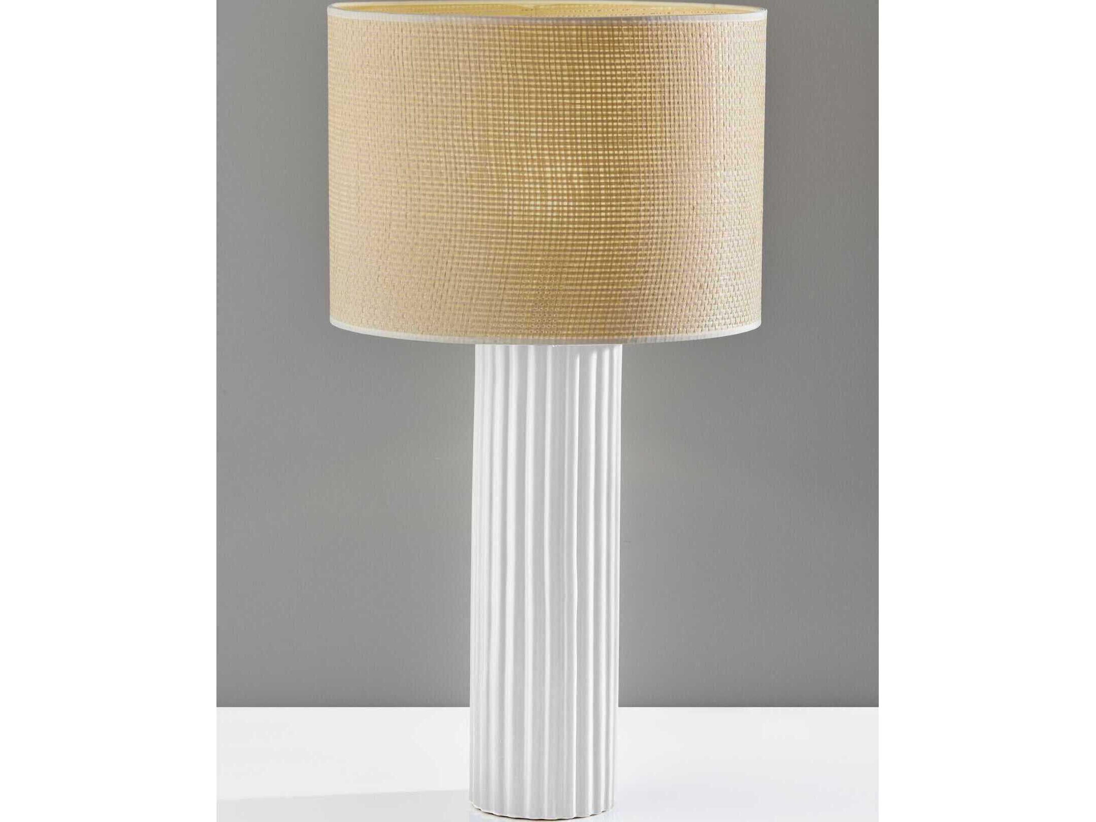 Adesso Primrose White Woven Natural Buffet Lamp