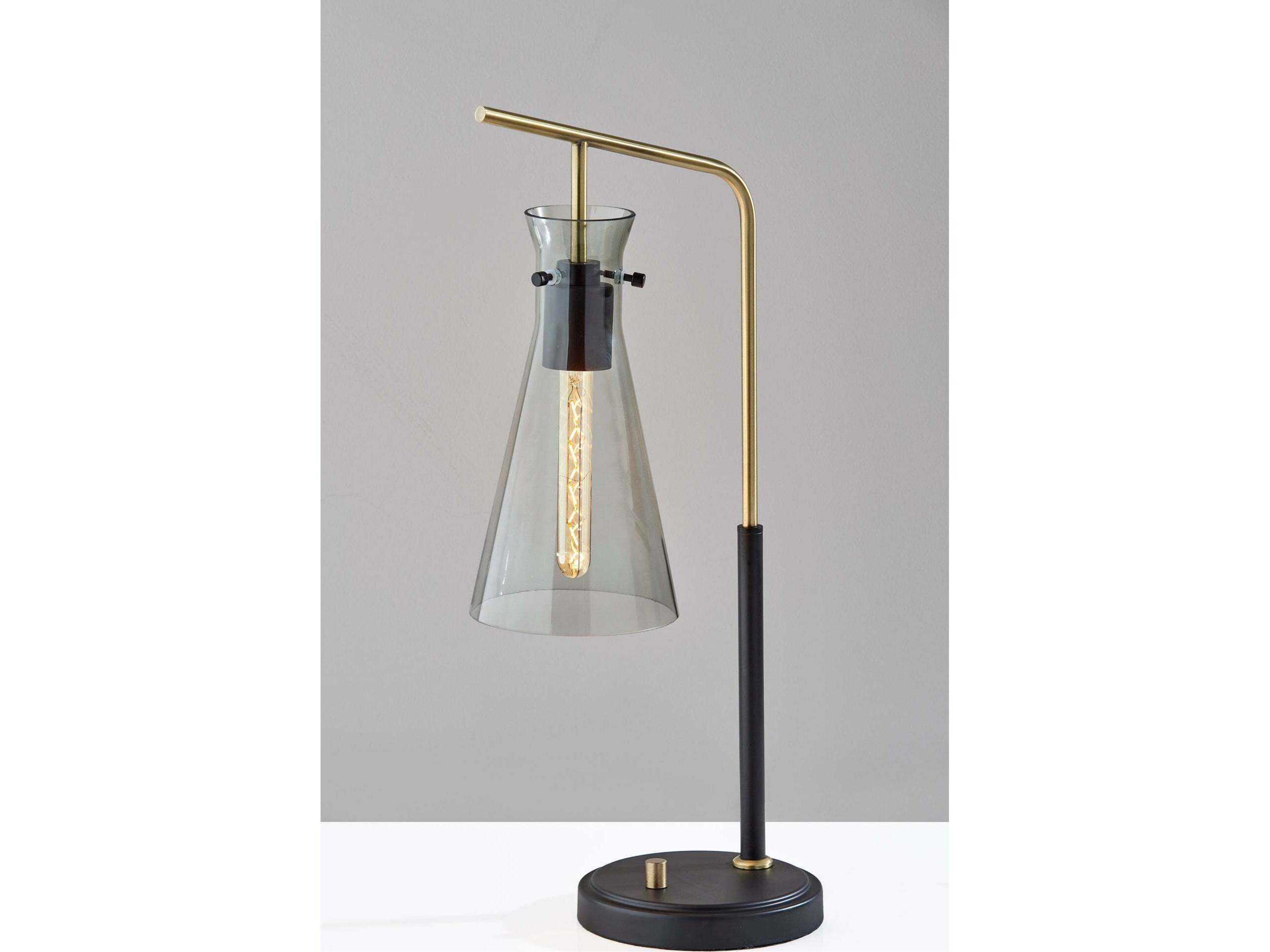 Adesso Walker Black Smoked Glass Desk Lamp