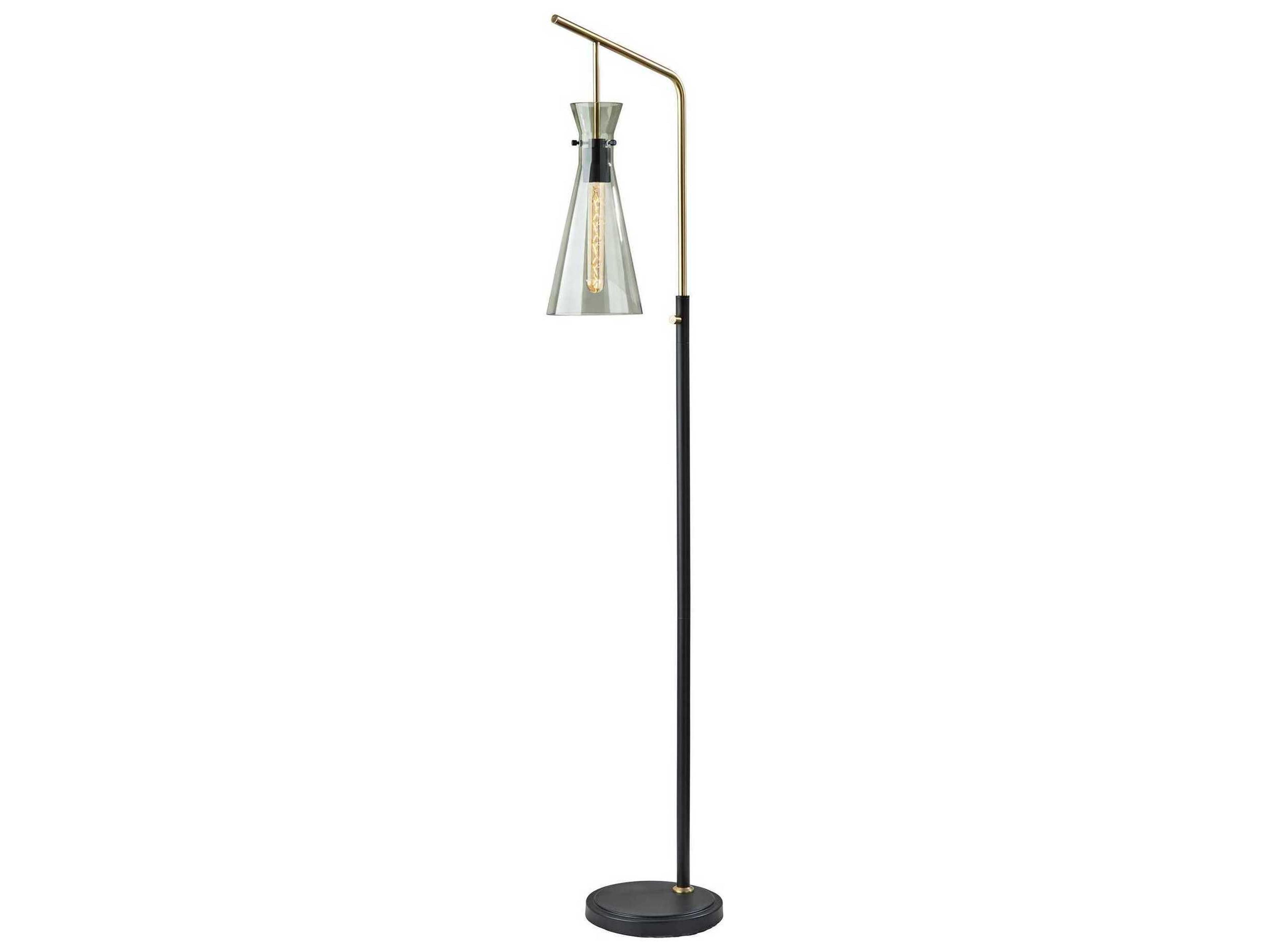 Walker Floor Lamp Black and Antique Brass