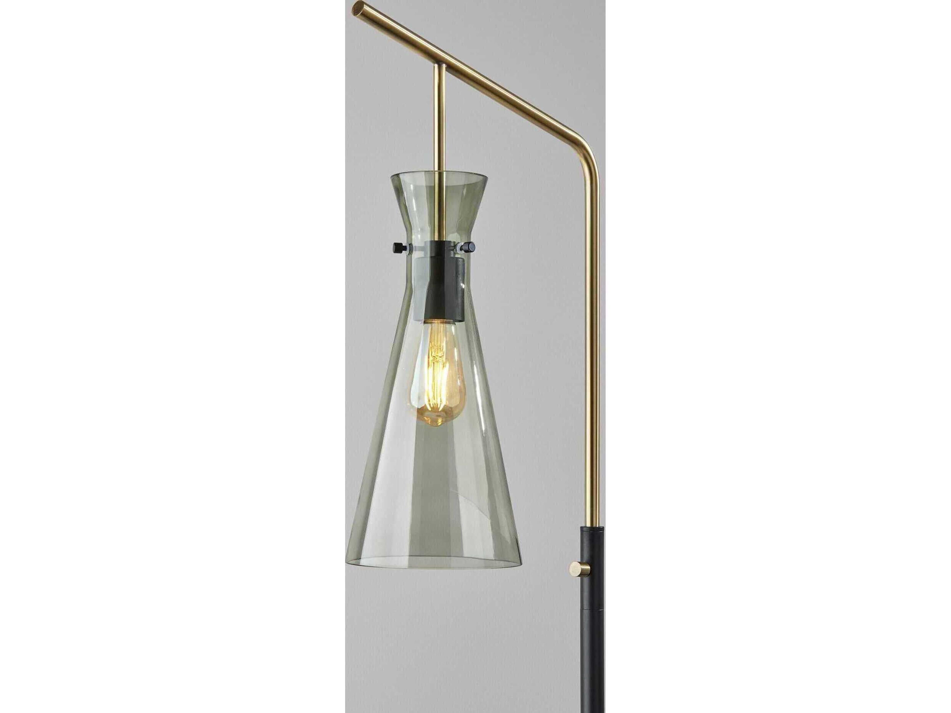 Adesso Walker Black Smoked Glass Floor Lamp