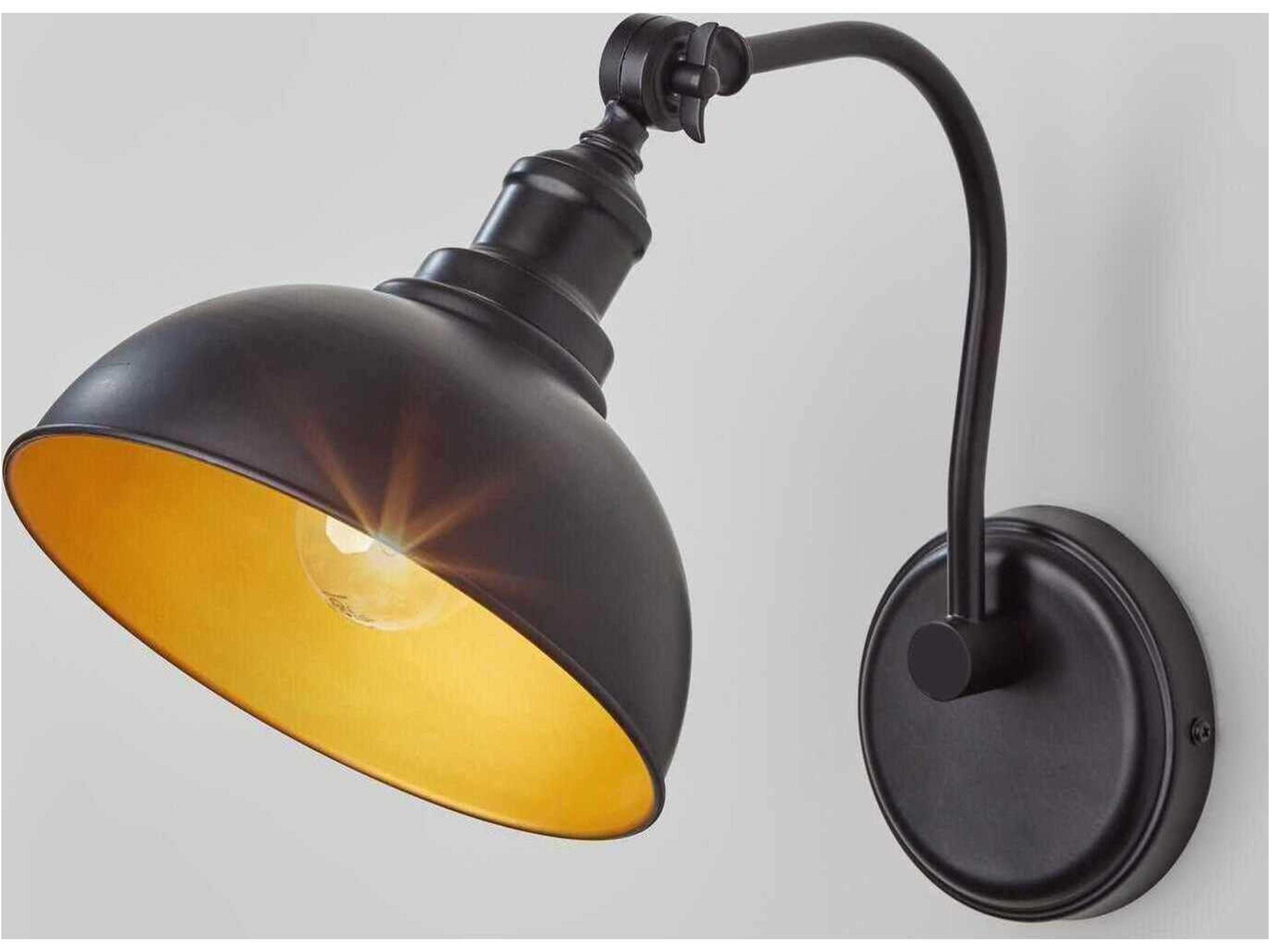 Adesso Wallace Black Gold Swing Wall Sconce