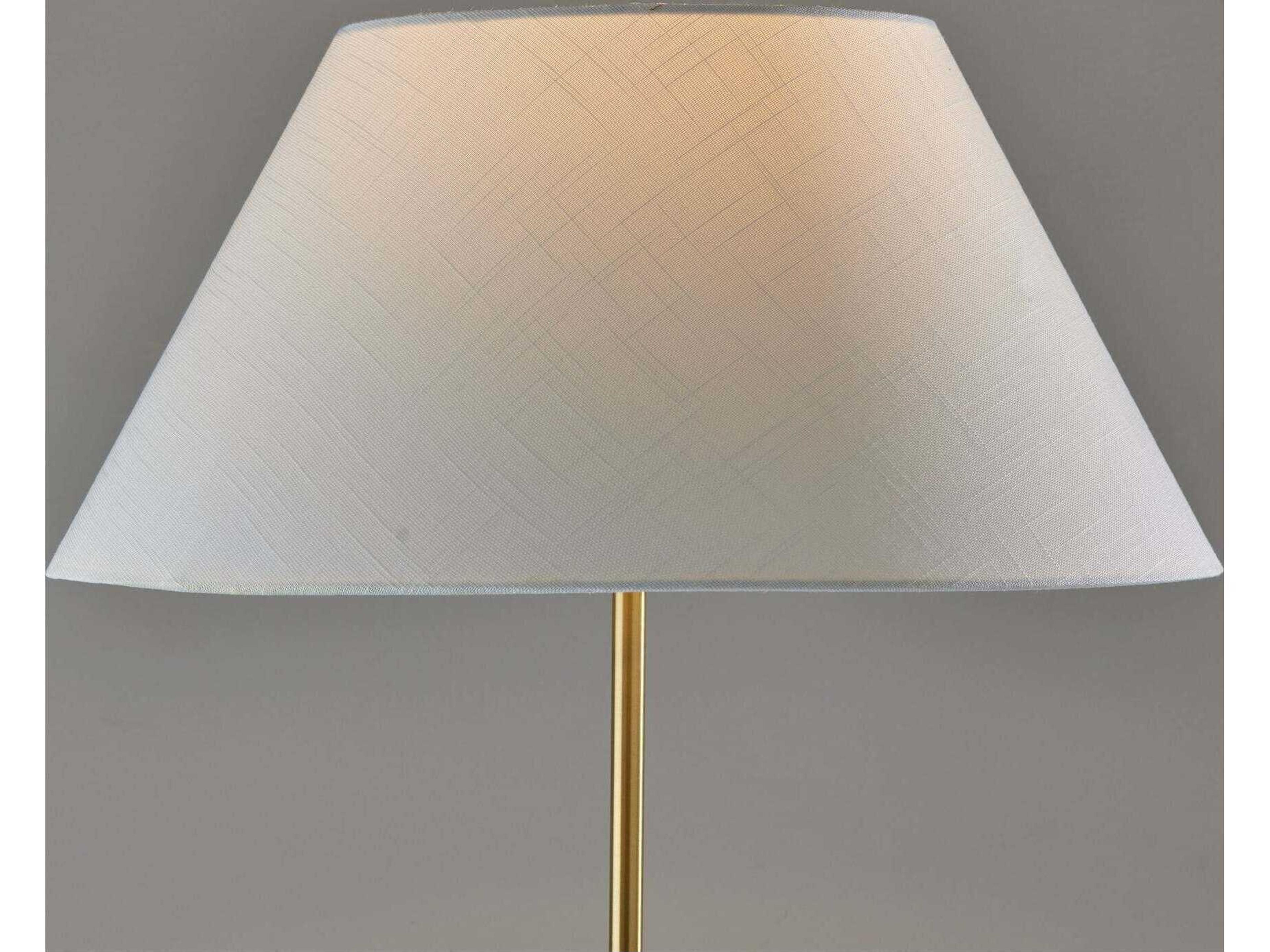 Adesso Harvey Black Brass White Linen Floor Lamp