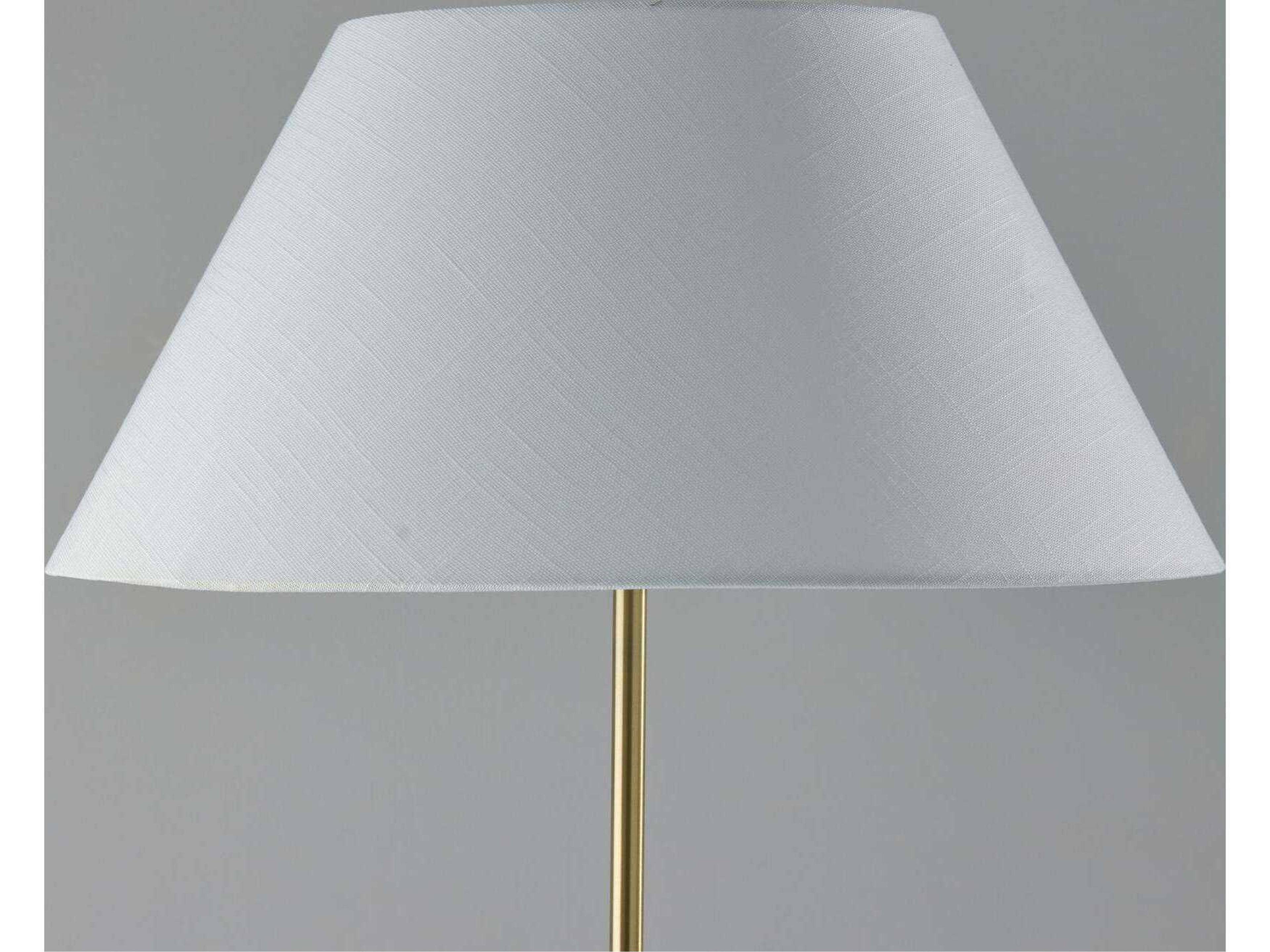 Adesso Harvey Black Brass White Linen Floor Lamp