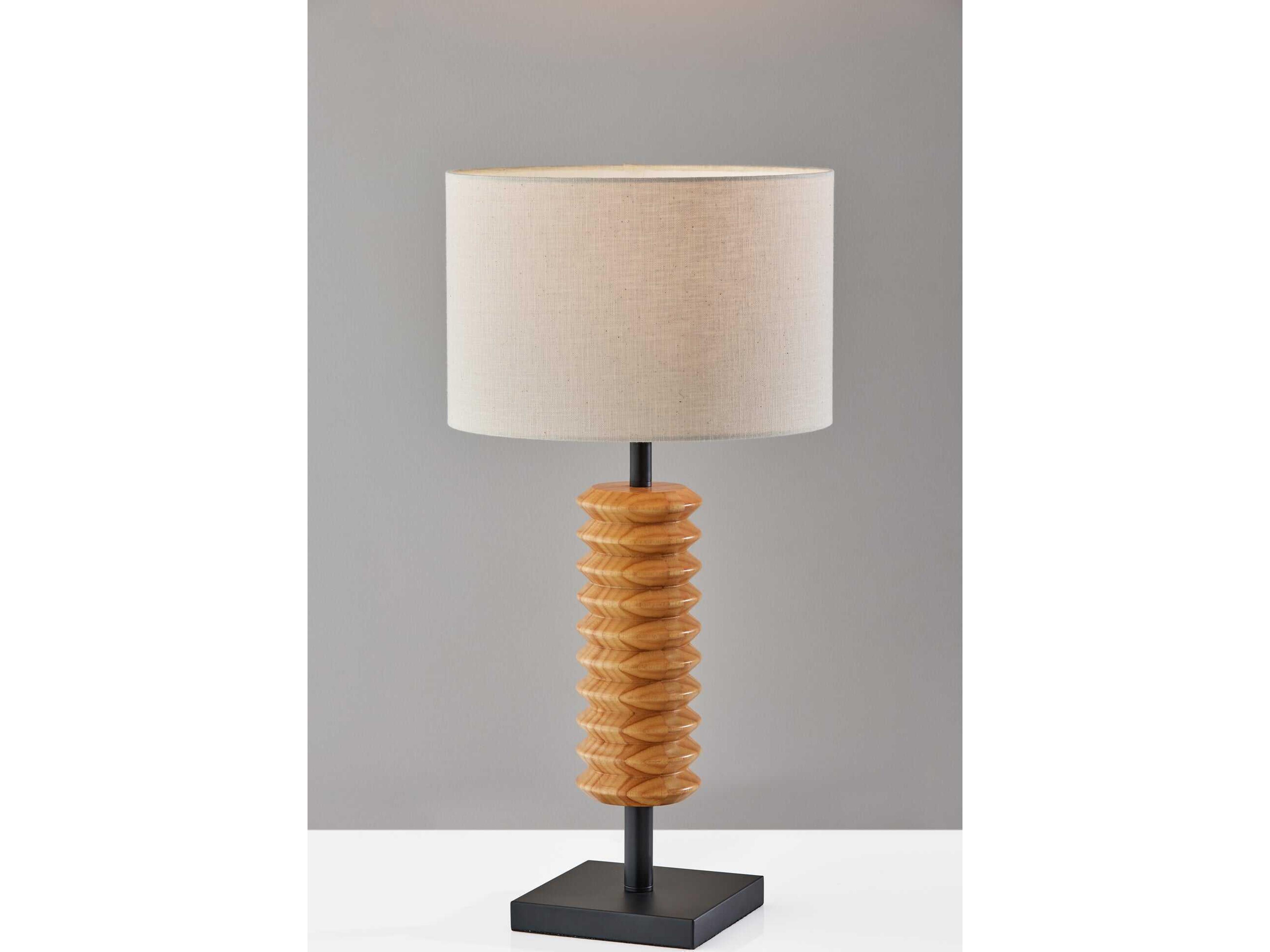 Adesso Judith Black Natural Cream Textured Fabric Buffet Lamp