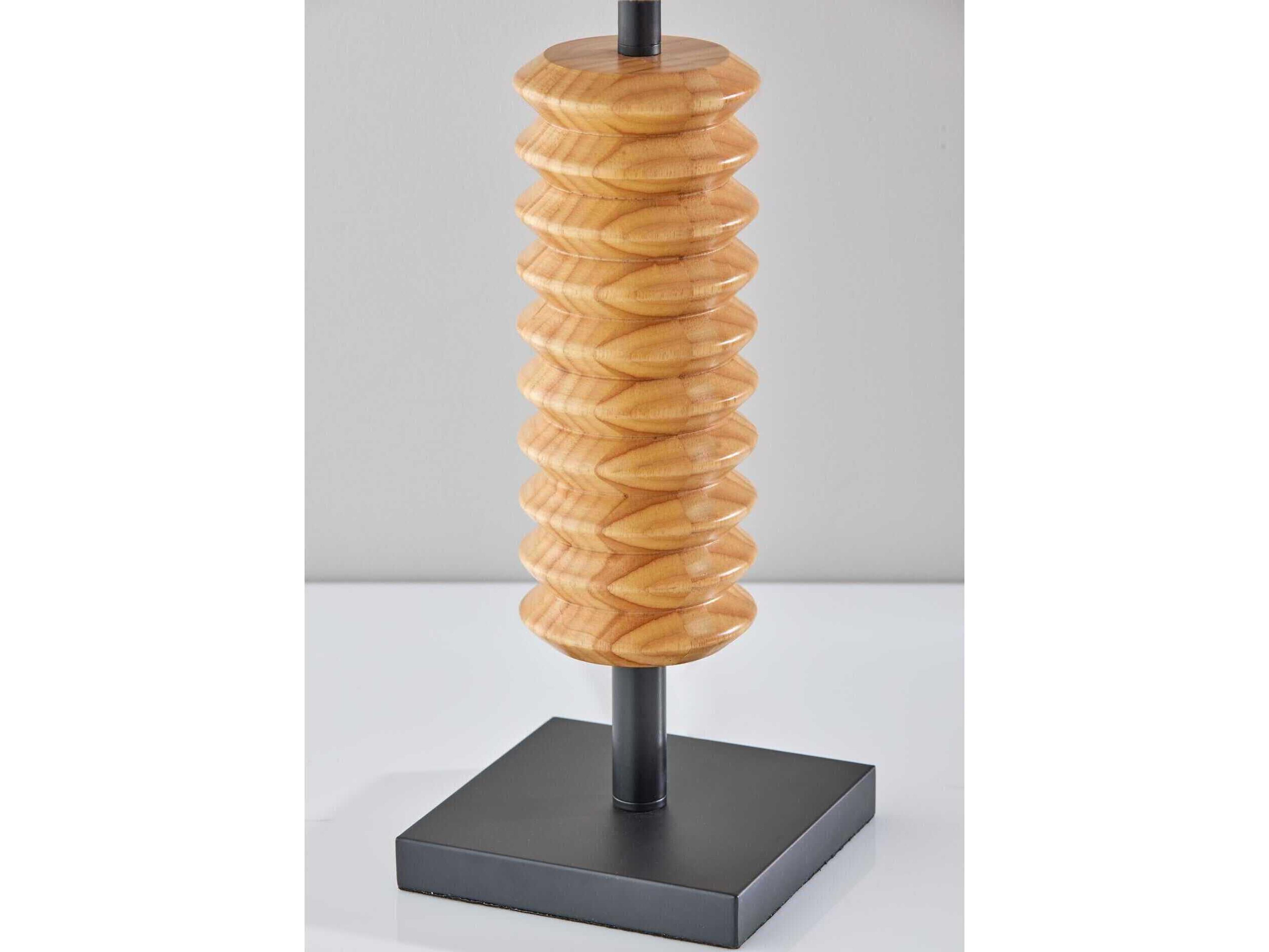 Adesso Judith Black Natural Cream Textured Fabric Buffet Lamp