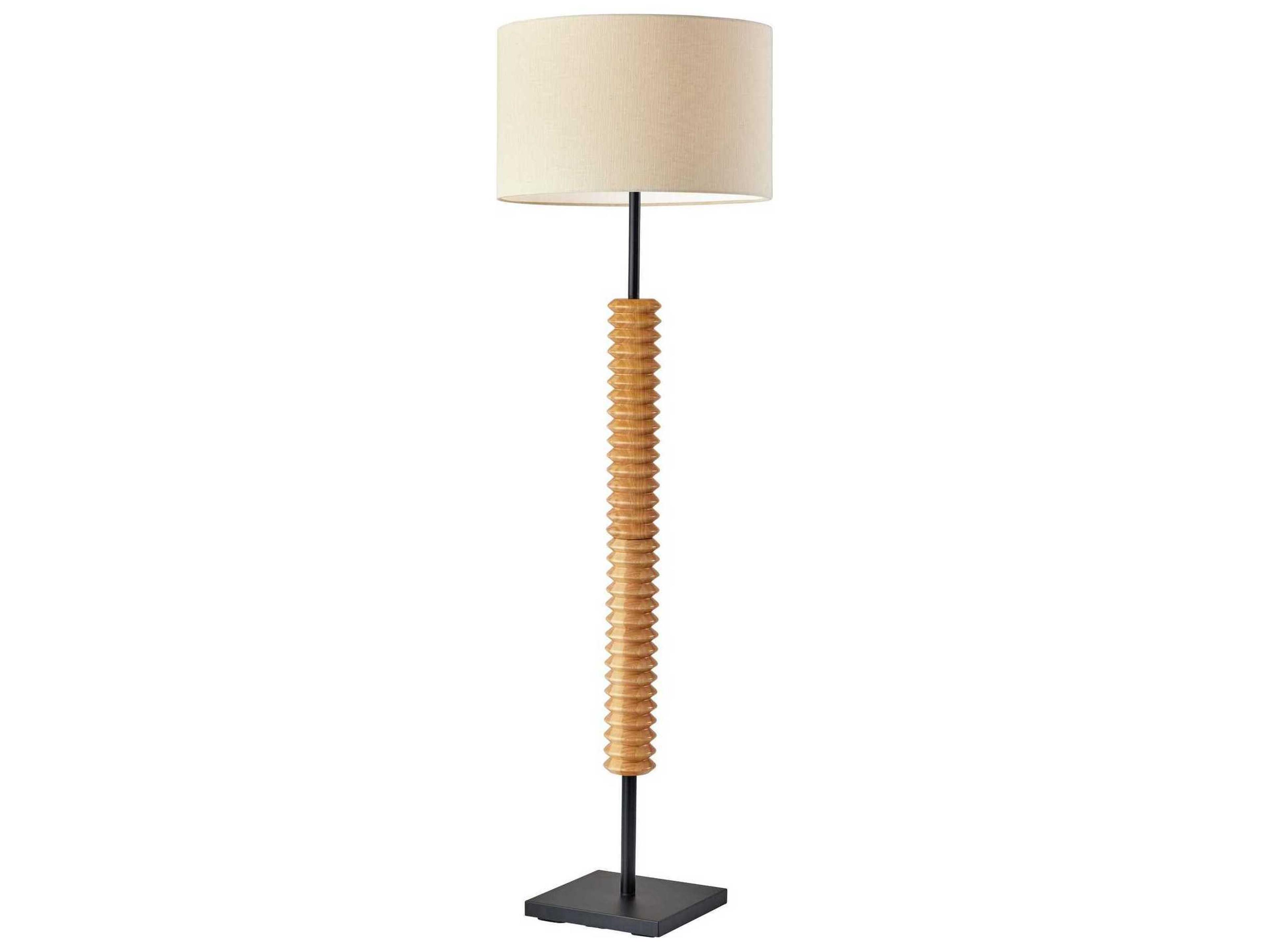 Judith Floor Lamp Natural Wood and Black