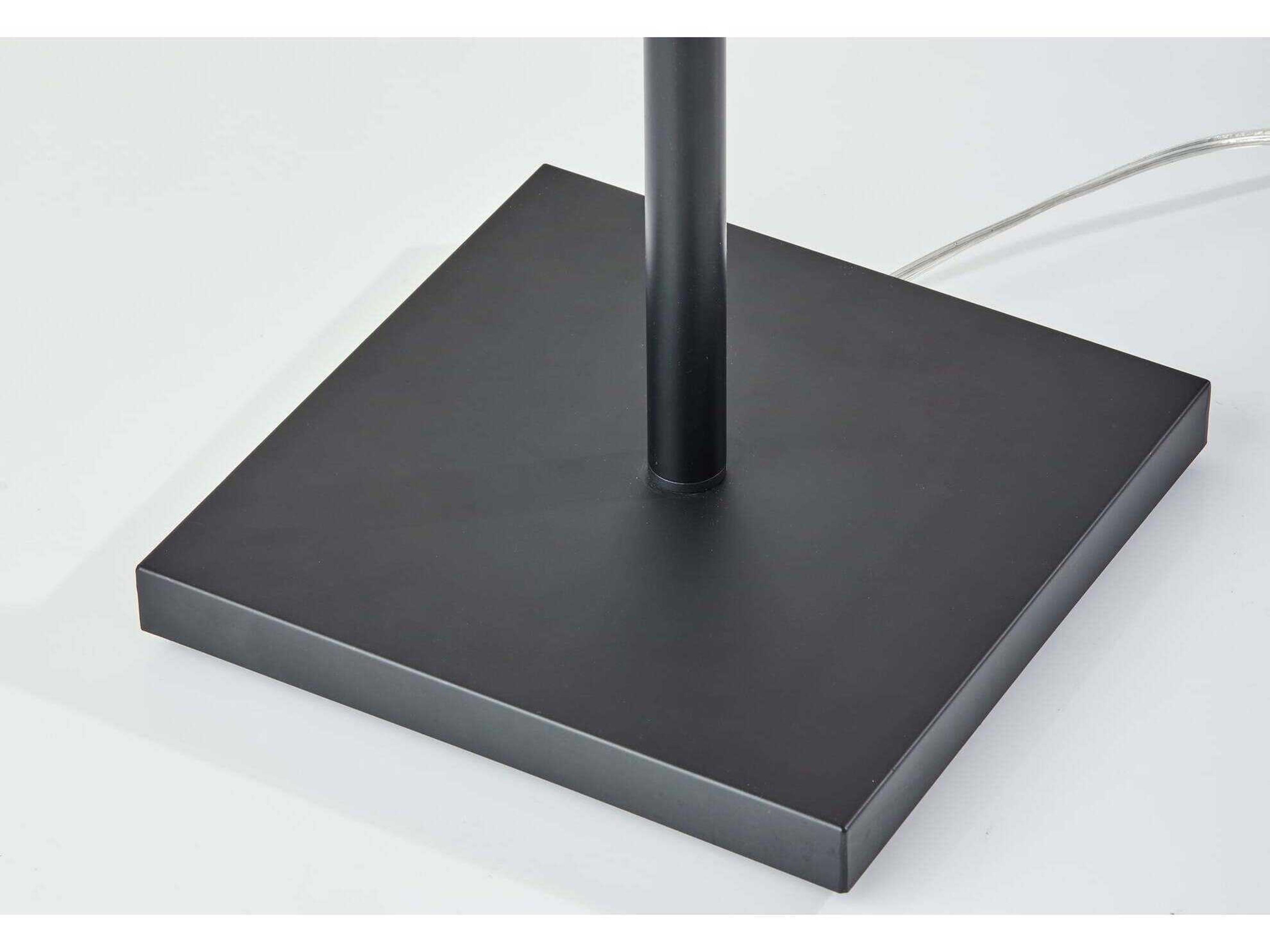 Adesso Judith Black Natural Cream Textured Fabric Floor Lamp