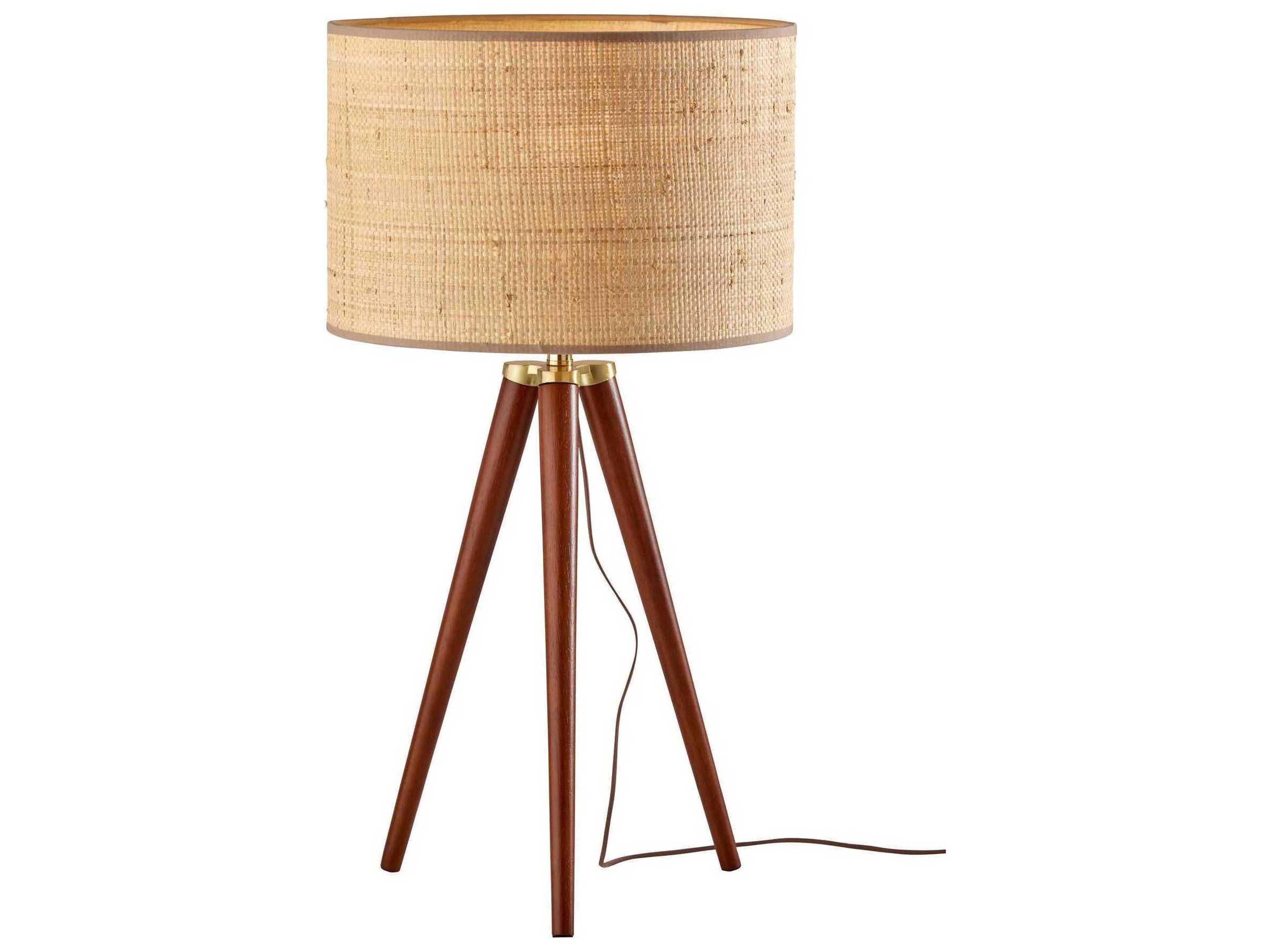 Jackson Table Lamp Walnut Wood and Antique Brass