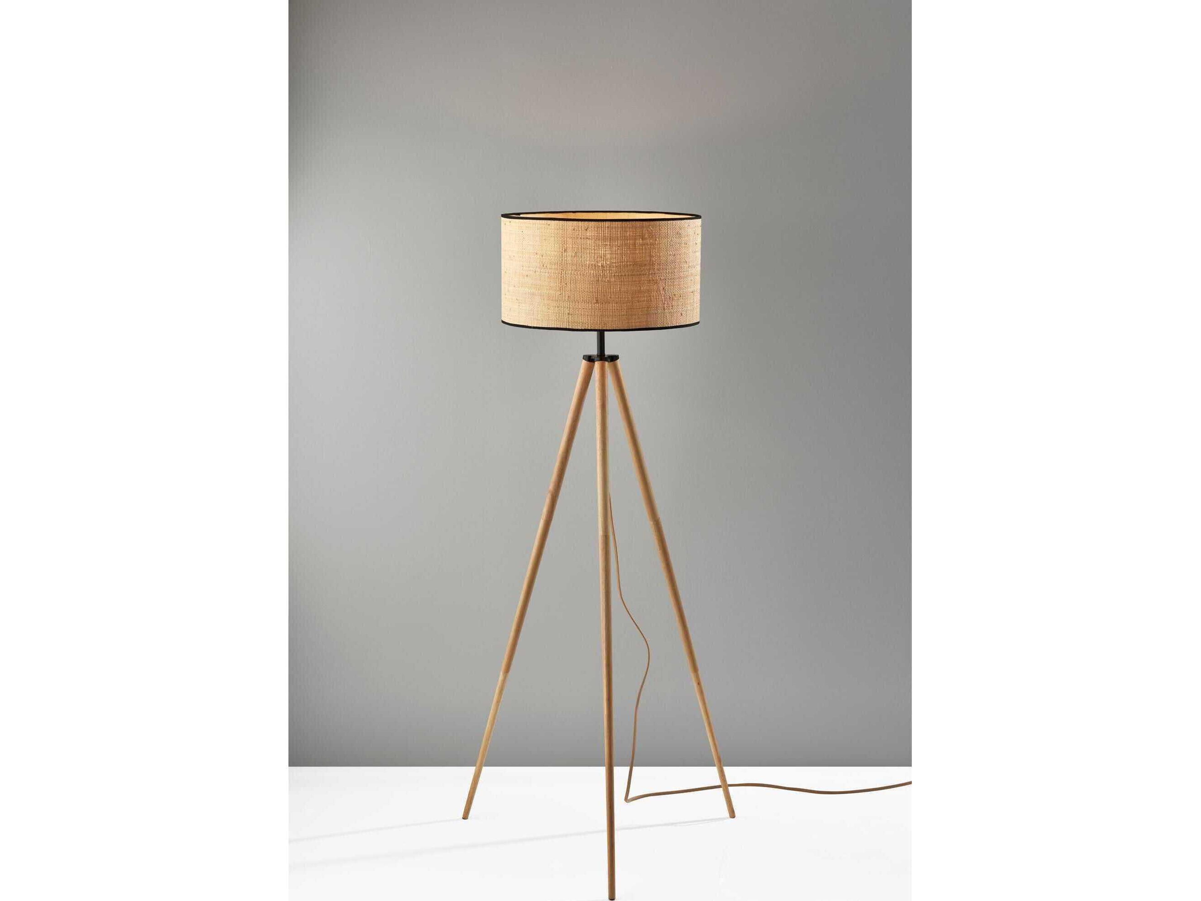 Adesso Jackson Natural Black Brown Floor Lamp