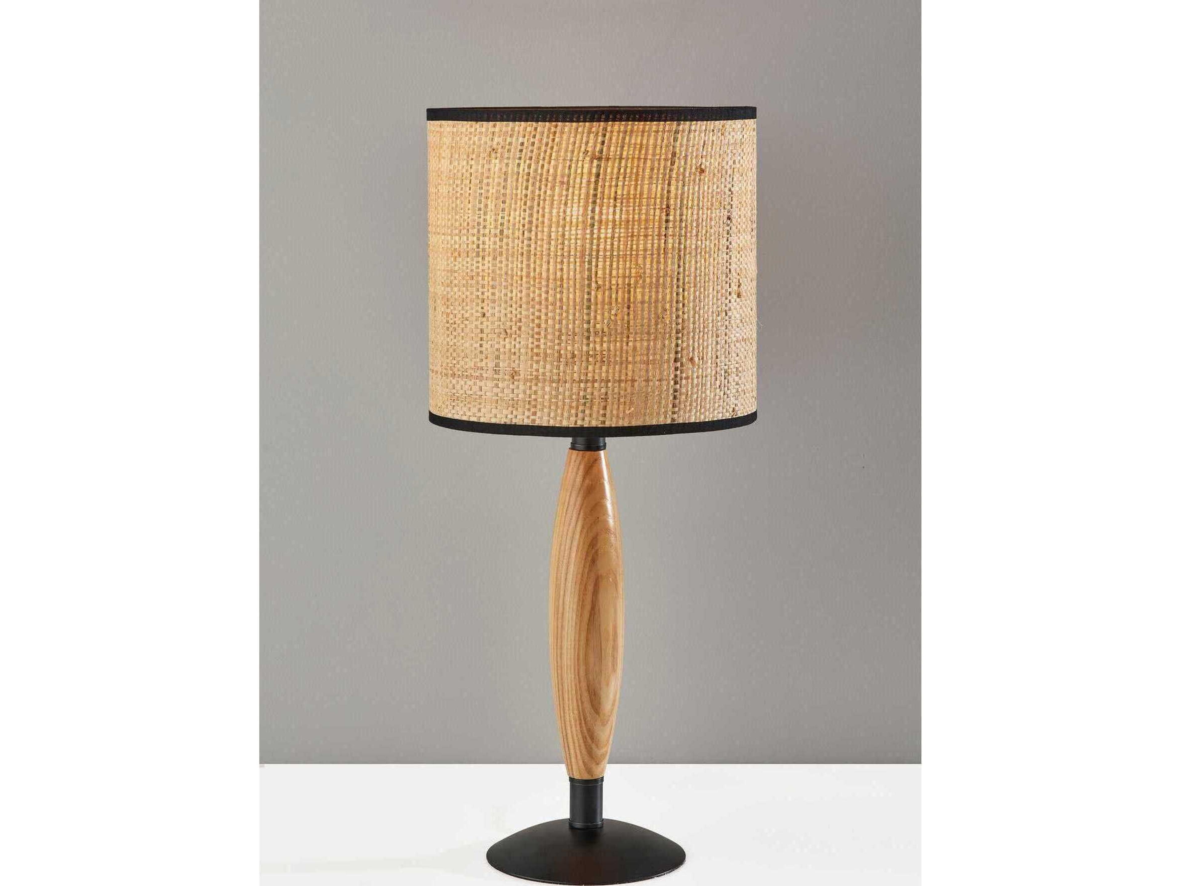 Adesso Cayman Black Natural Brown Table Lamp
