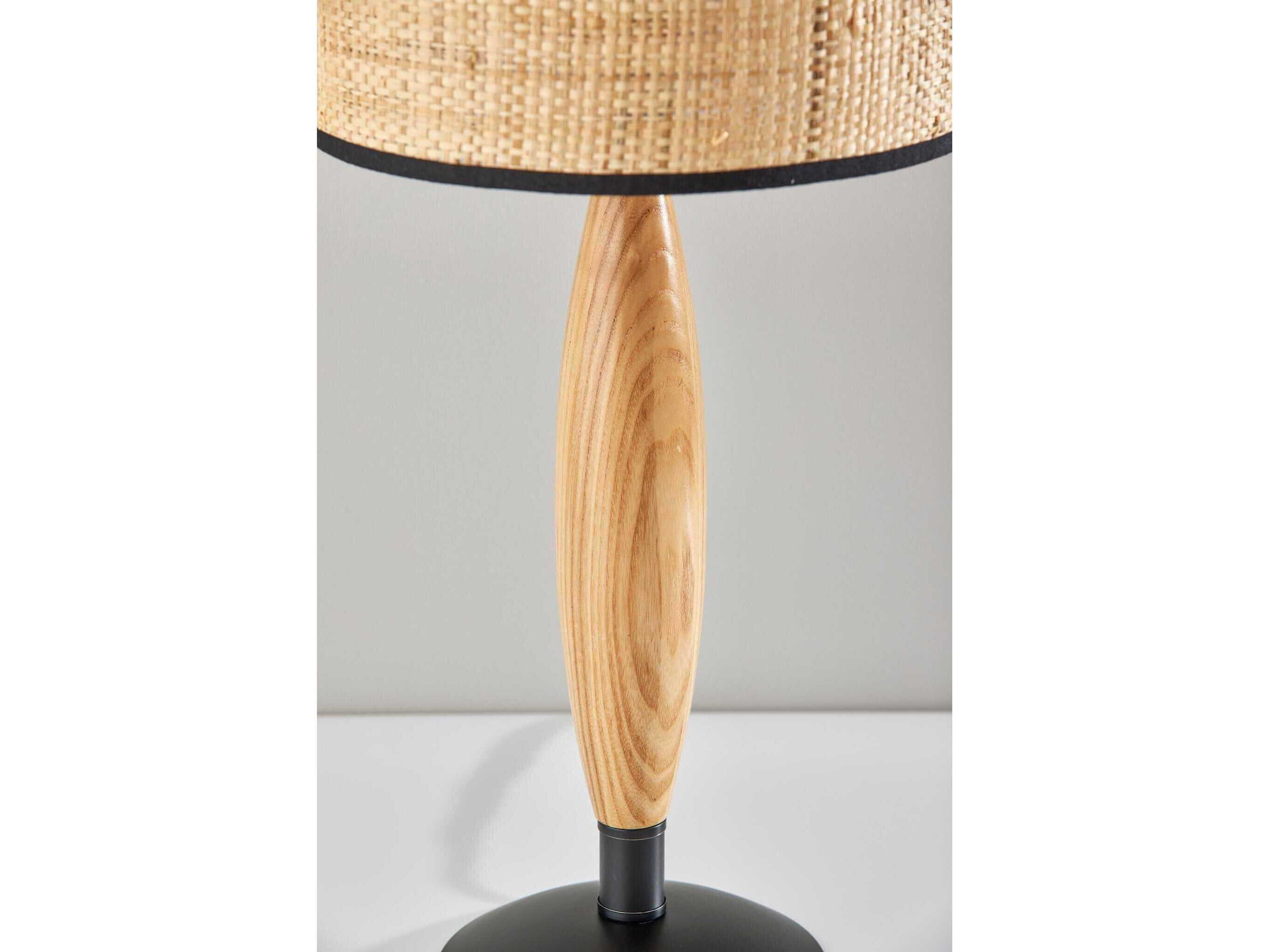 Adesso Cayman Black Natural Brown Table Lamp