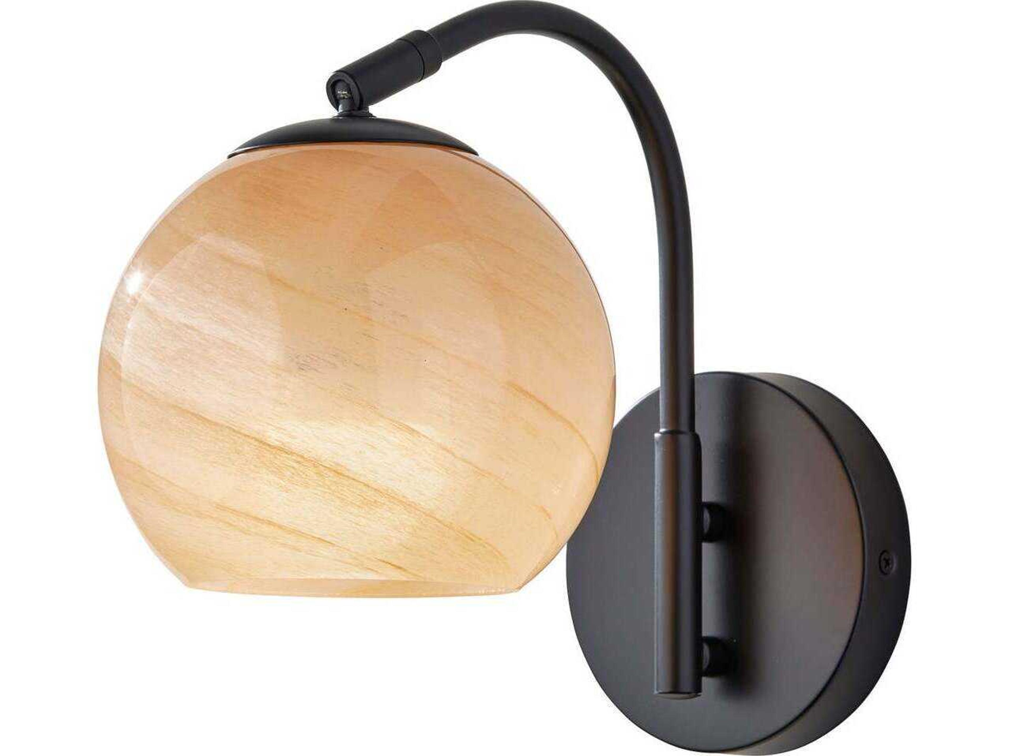 Nolan Wall Lamp Black Swirl Glass