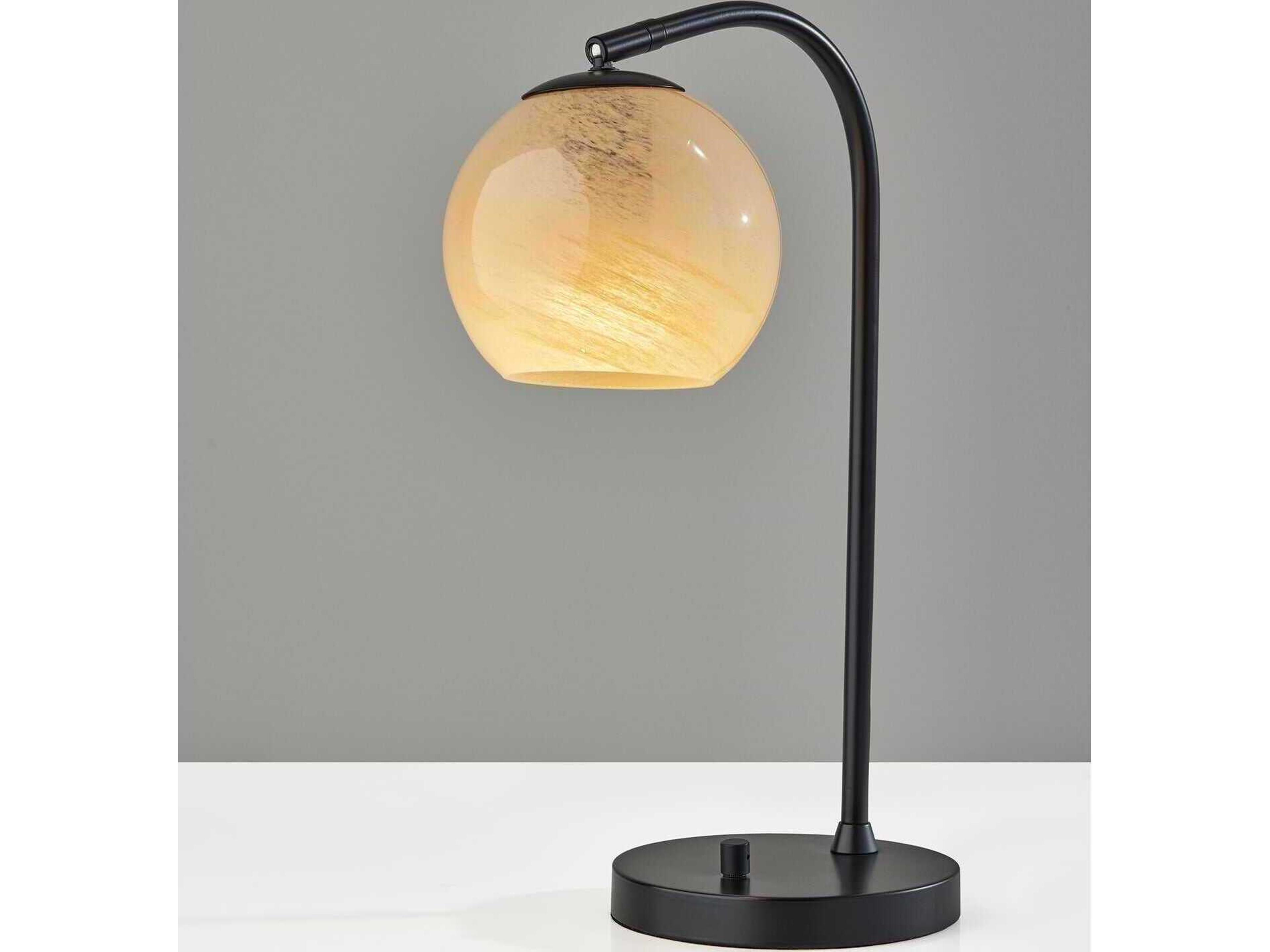 Adesso Nolan Black Beige Ombre Glass Desk Lamp