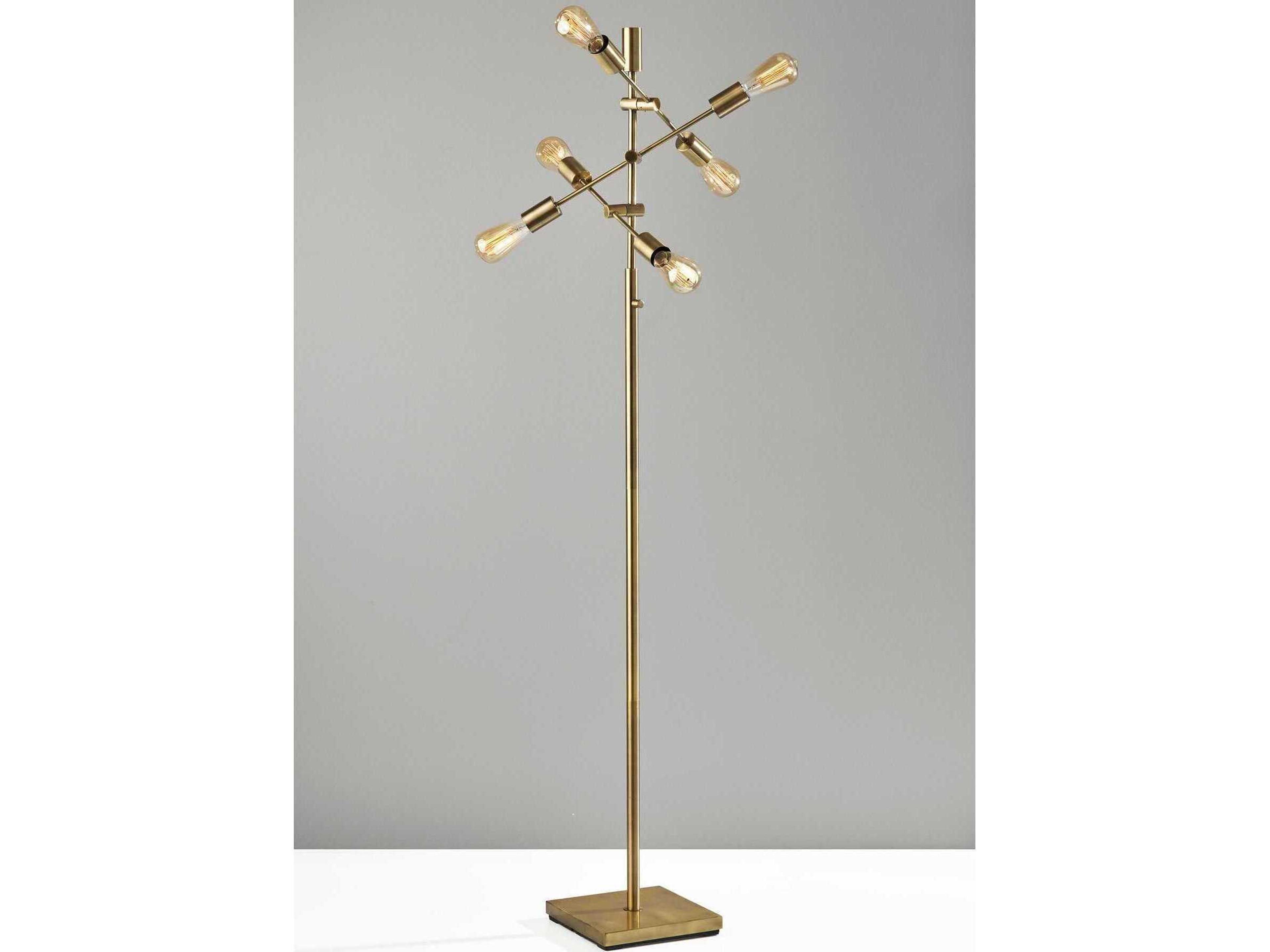Adesso Sputnik Antique Brass Floor Lamp