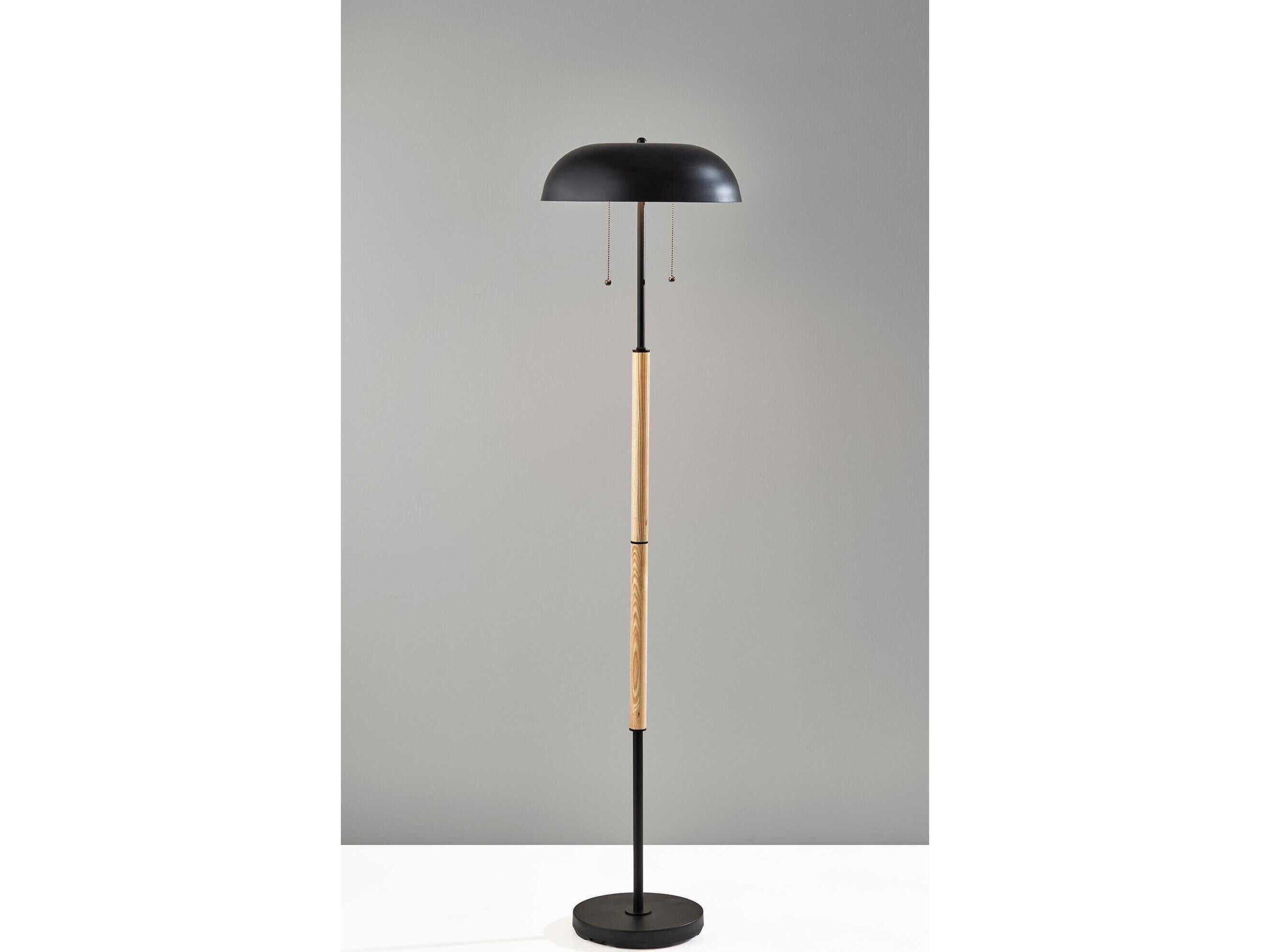 Adesso Everett Natural Black Metal Floor Lamp