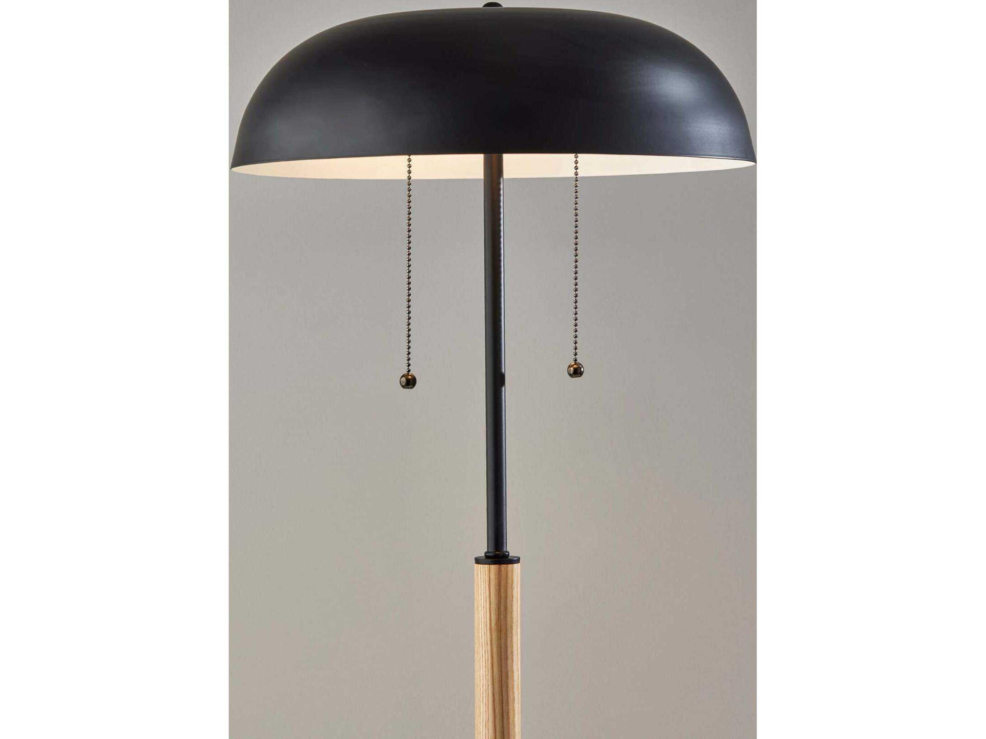 Adesso Everett Natural Black Metal Floor Lamp