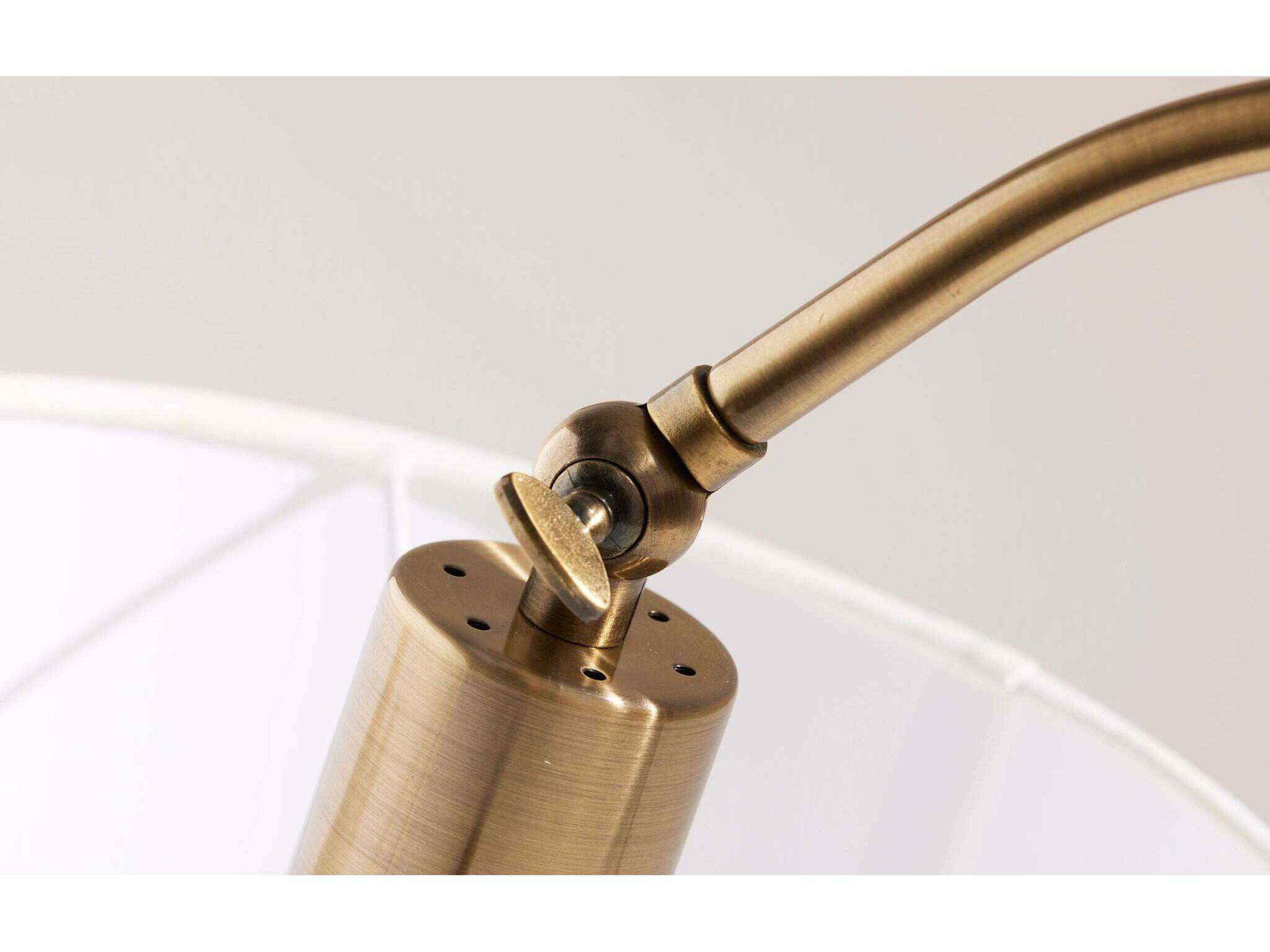 Adesso Meredith Antique Brass White Linen Table Lamp