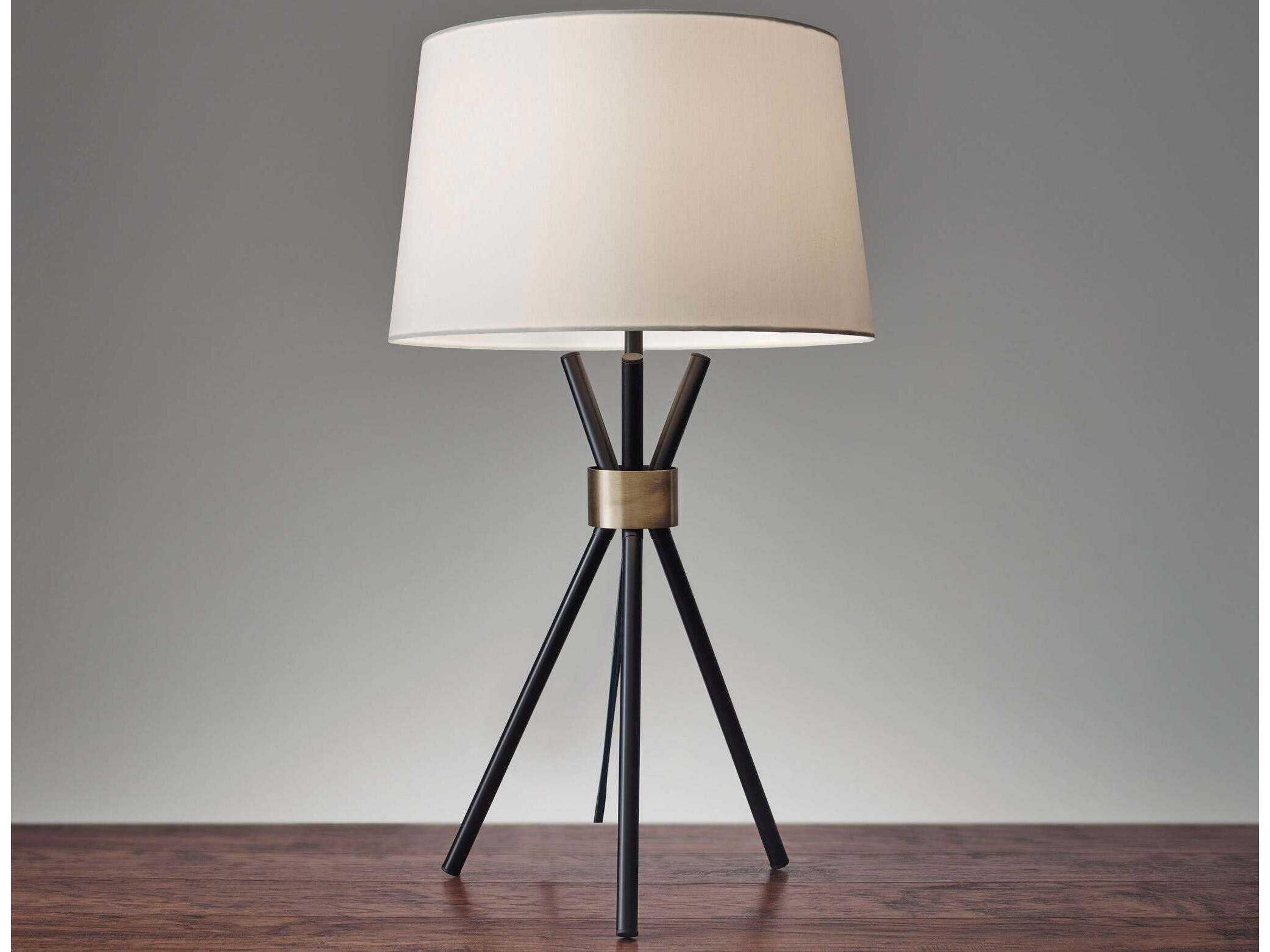 Adesso Benson Black Antique Brass Buffet Lamp