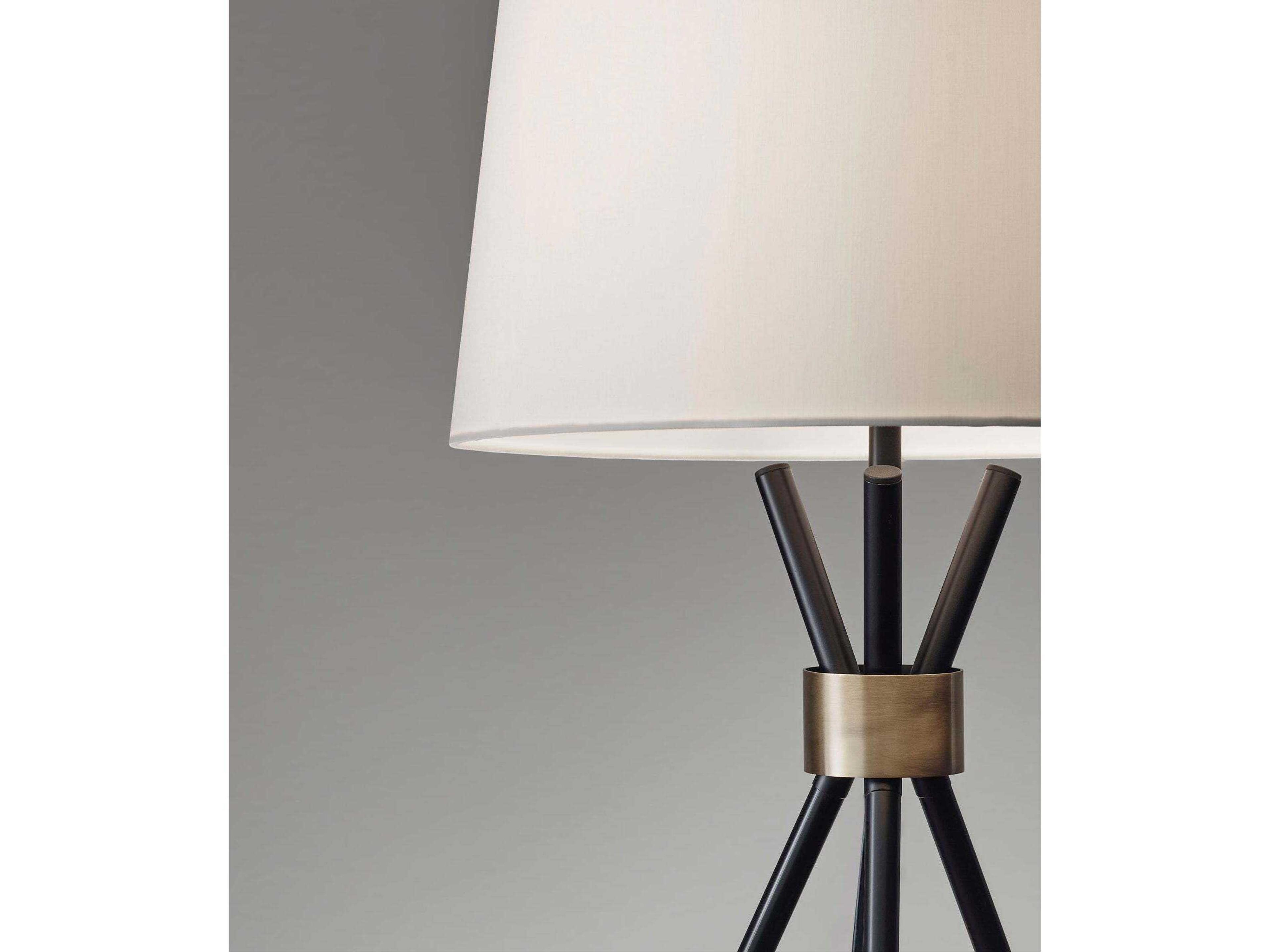 Adesso Benson Black Antique Brass Floor Lamp