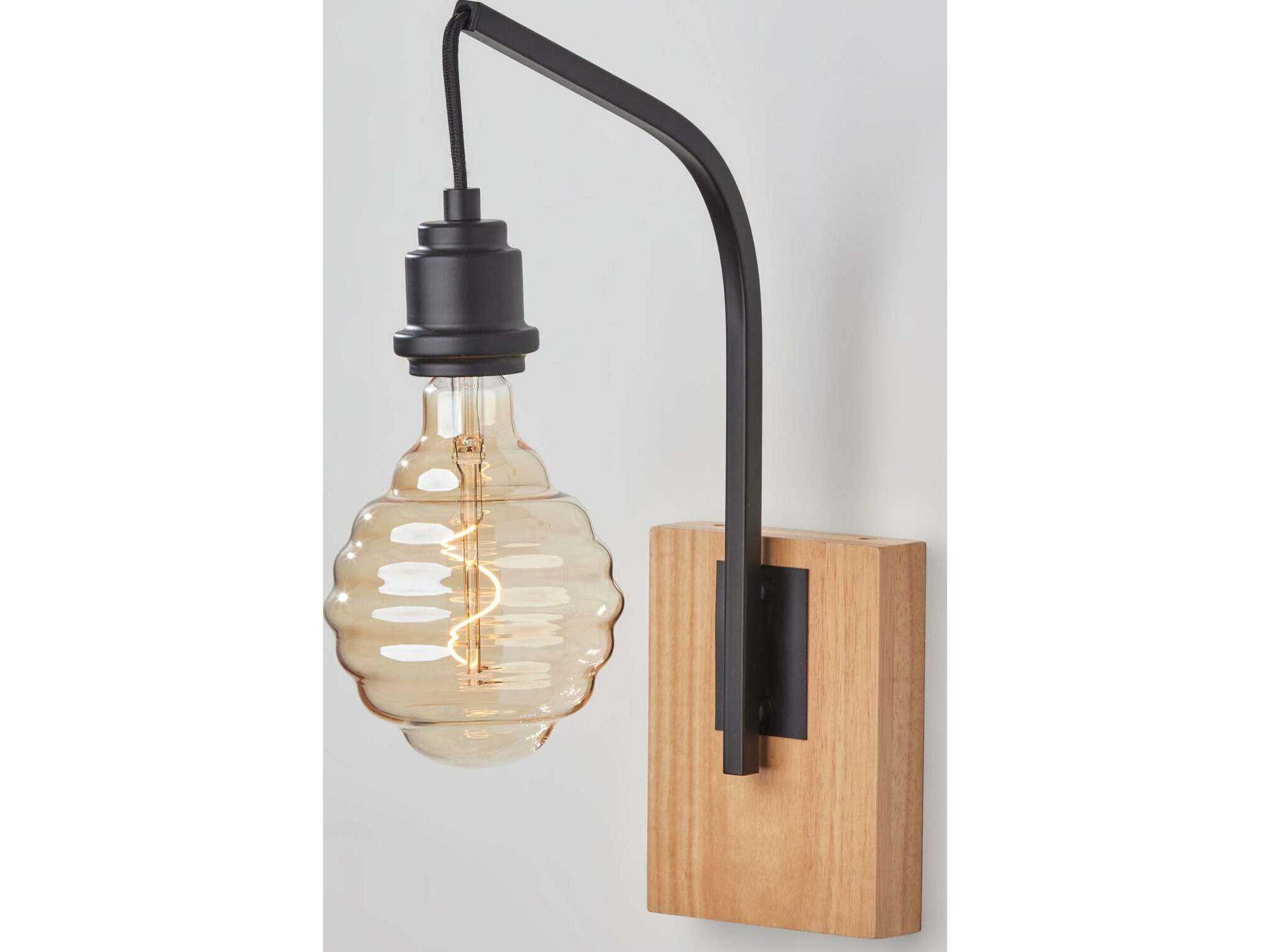 Adesso Wren Black Natural Wall Sconce