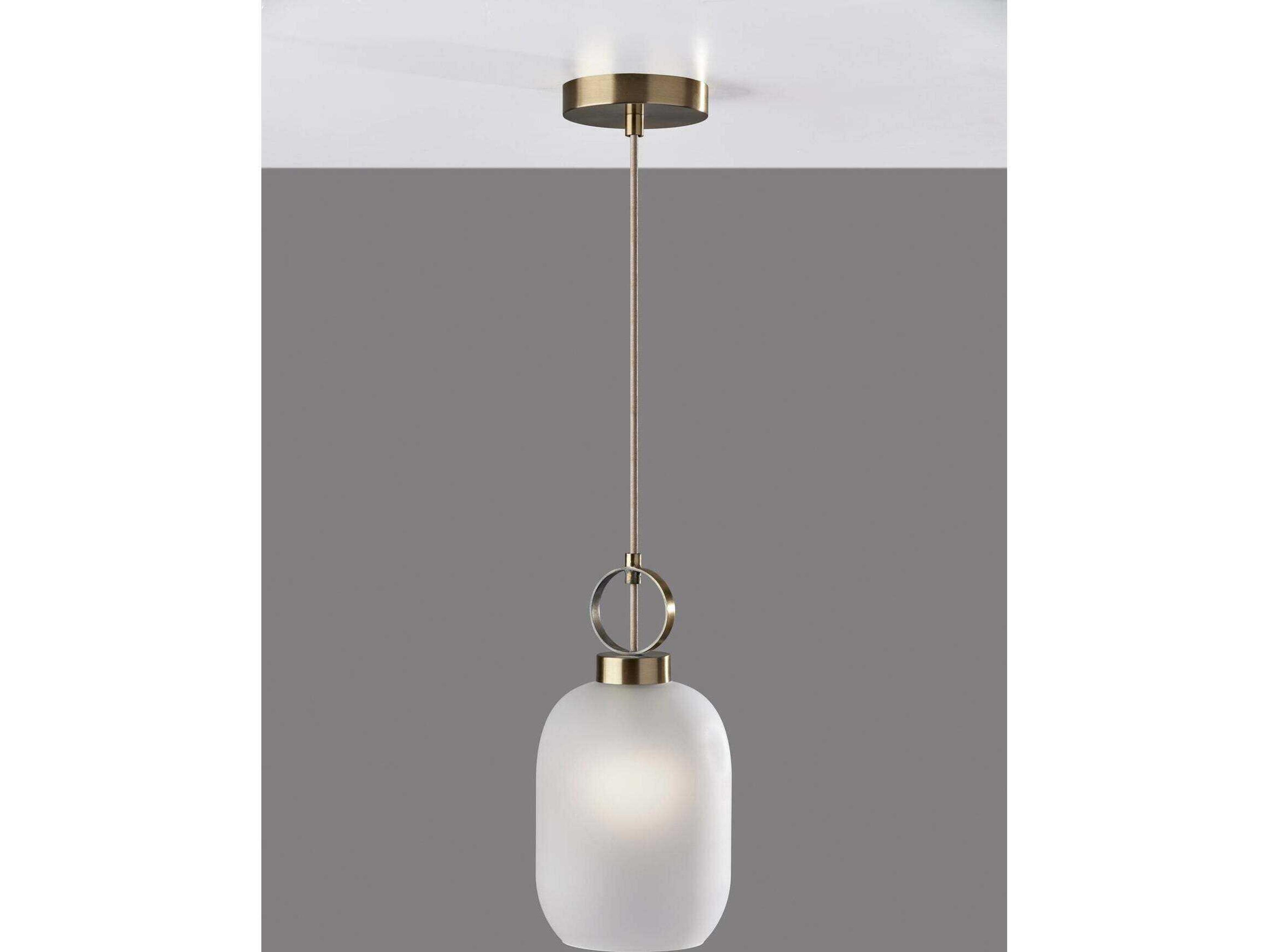 Adesso Lancaster Antique Brass Cylinder Mini Pendant