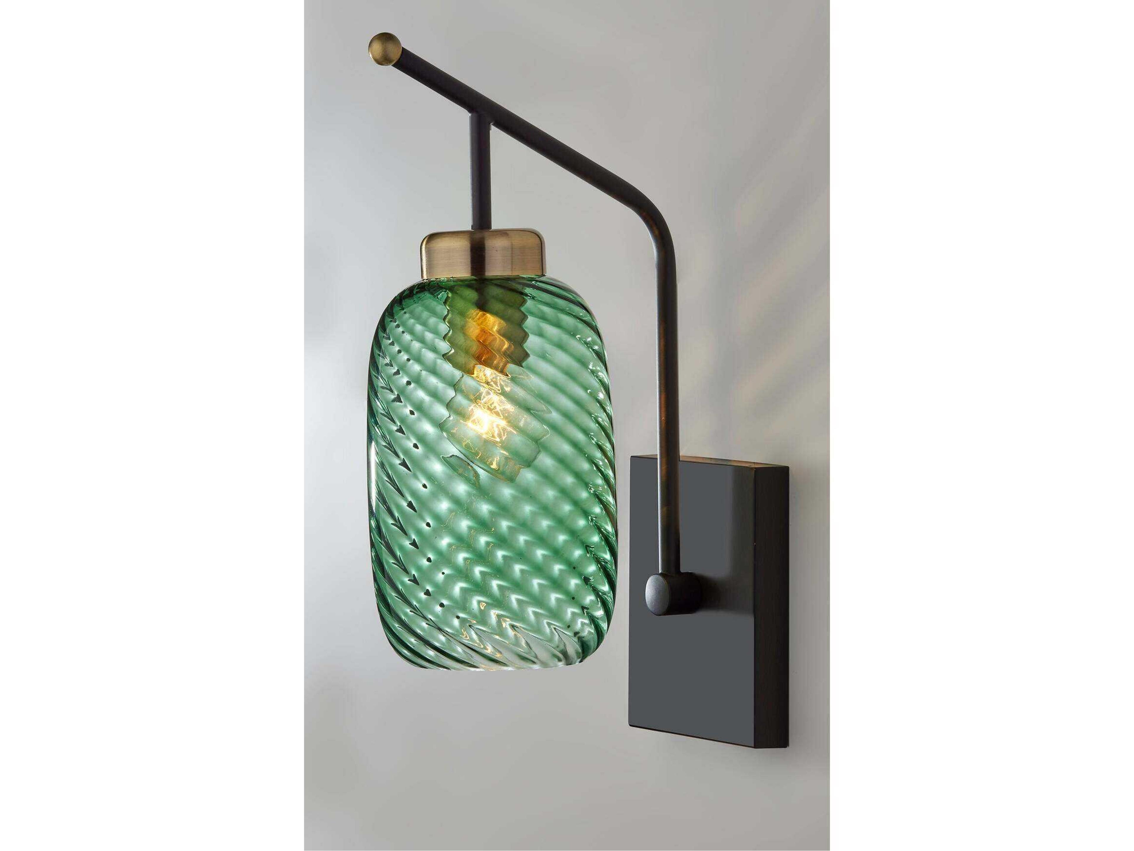 Adesso Derrick Black Antique Brass Wall Sconce