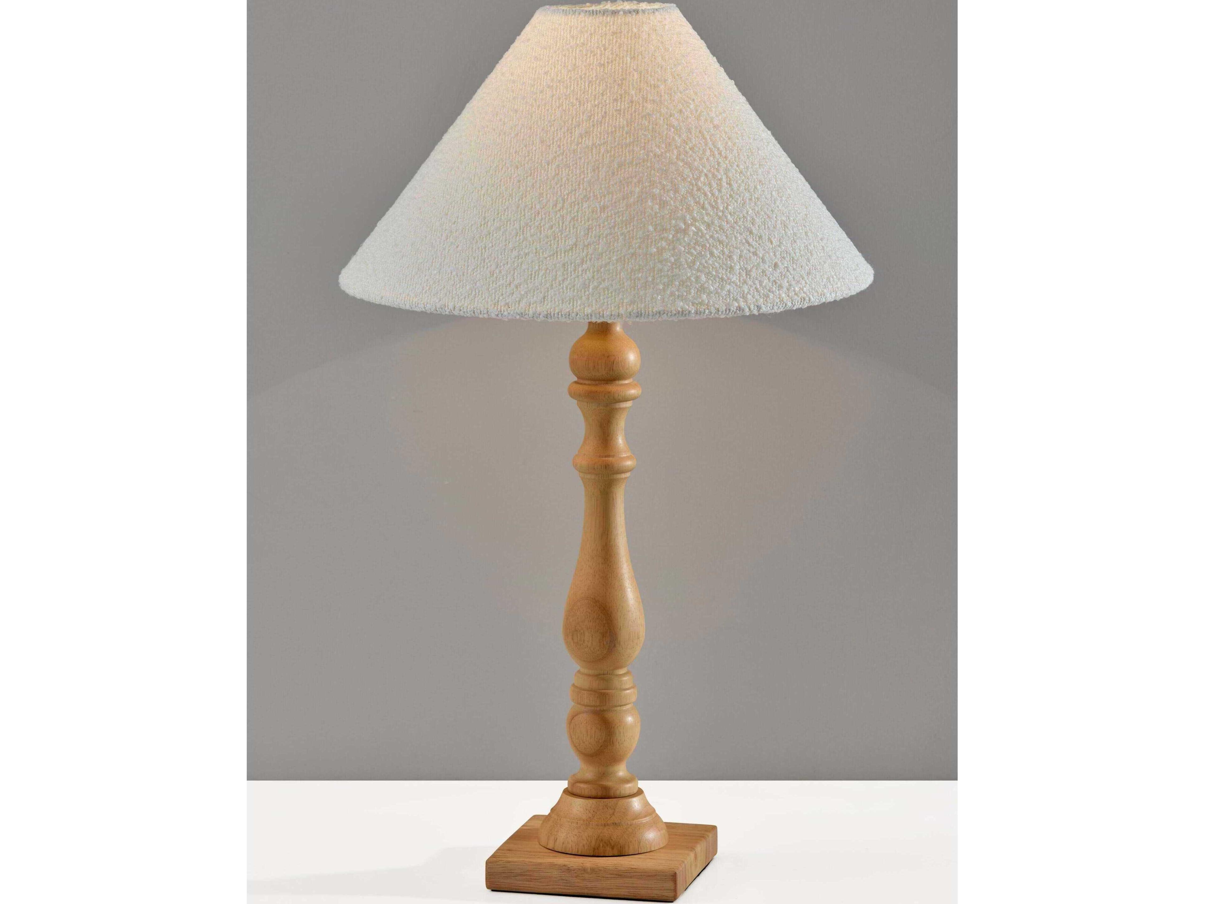 Adesso Rigby Natural White Boucle Fabric Wood Traditional Buffet Lamp