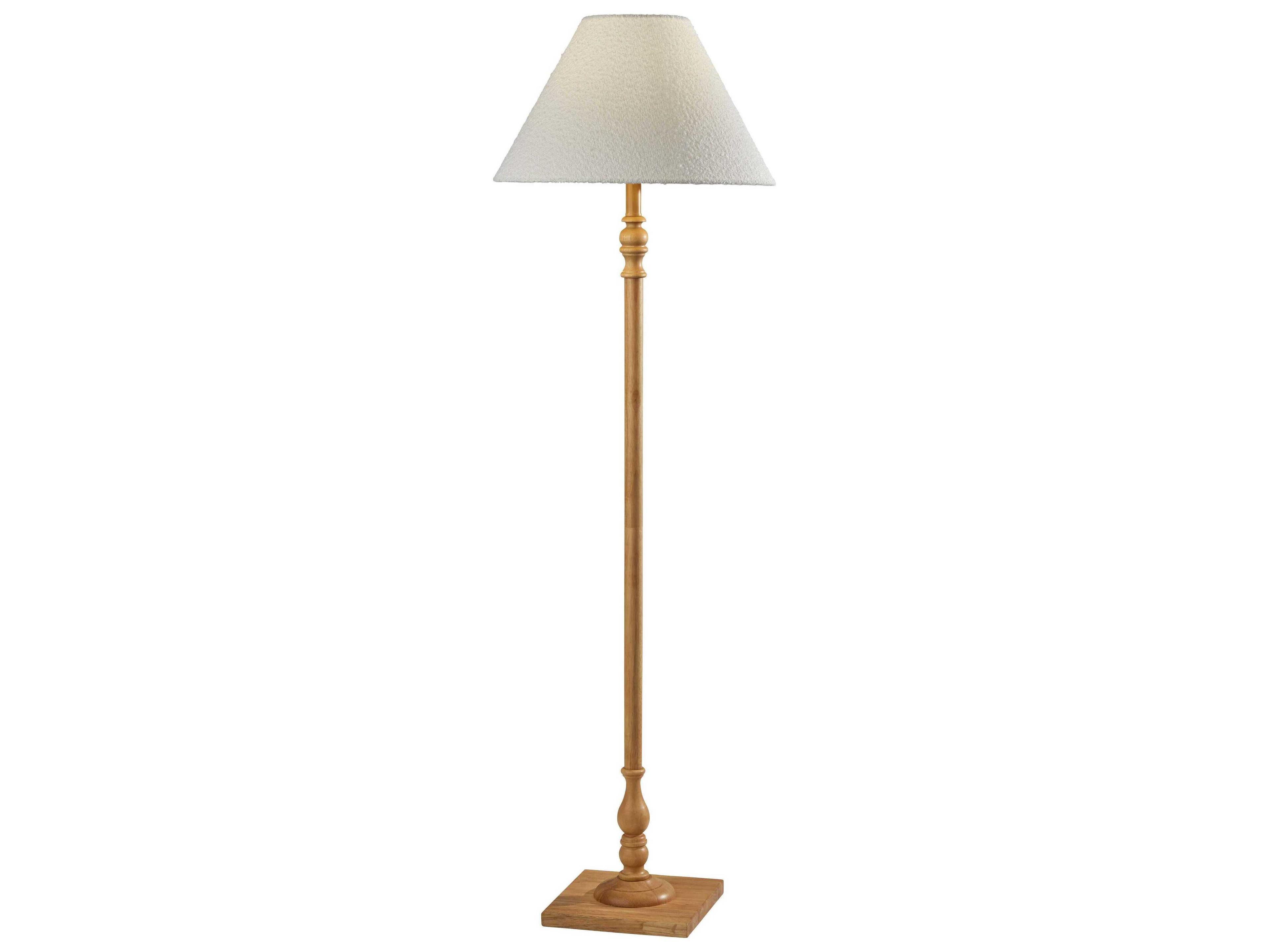 Rigby Floor Lamp Natural Wood with Boucle Shade