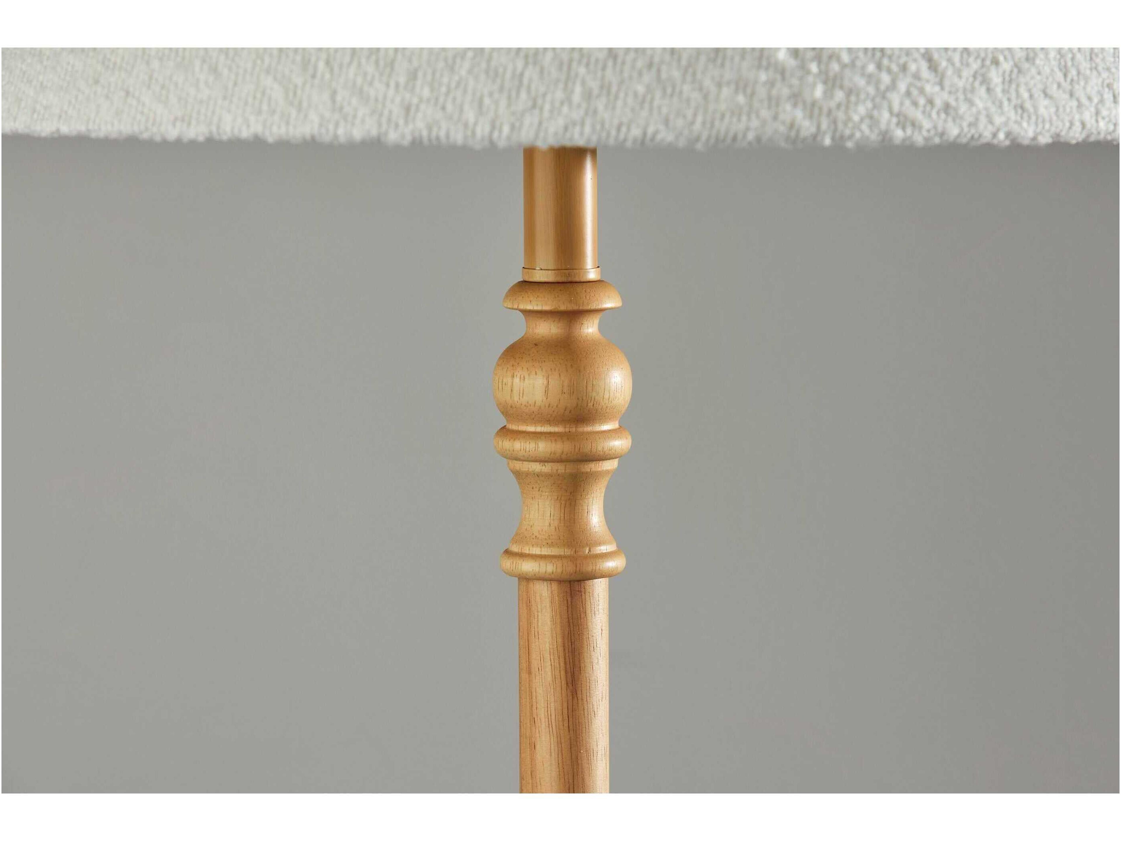 Adesso Rigby Natural White Boucle Fabric Wood Traditional Floor Lamp