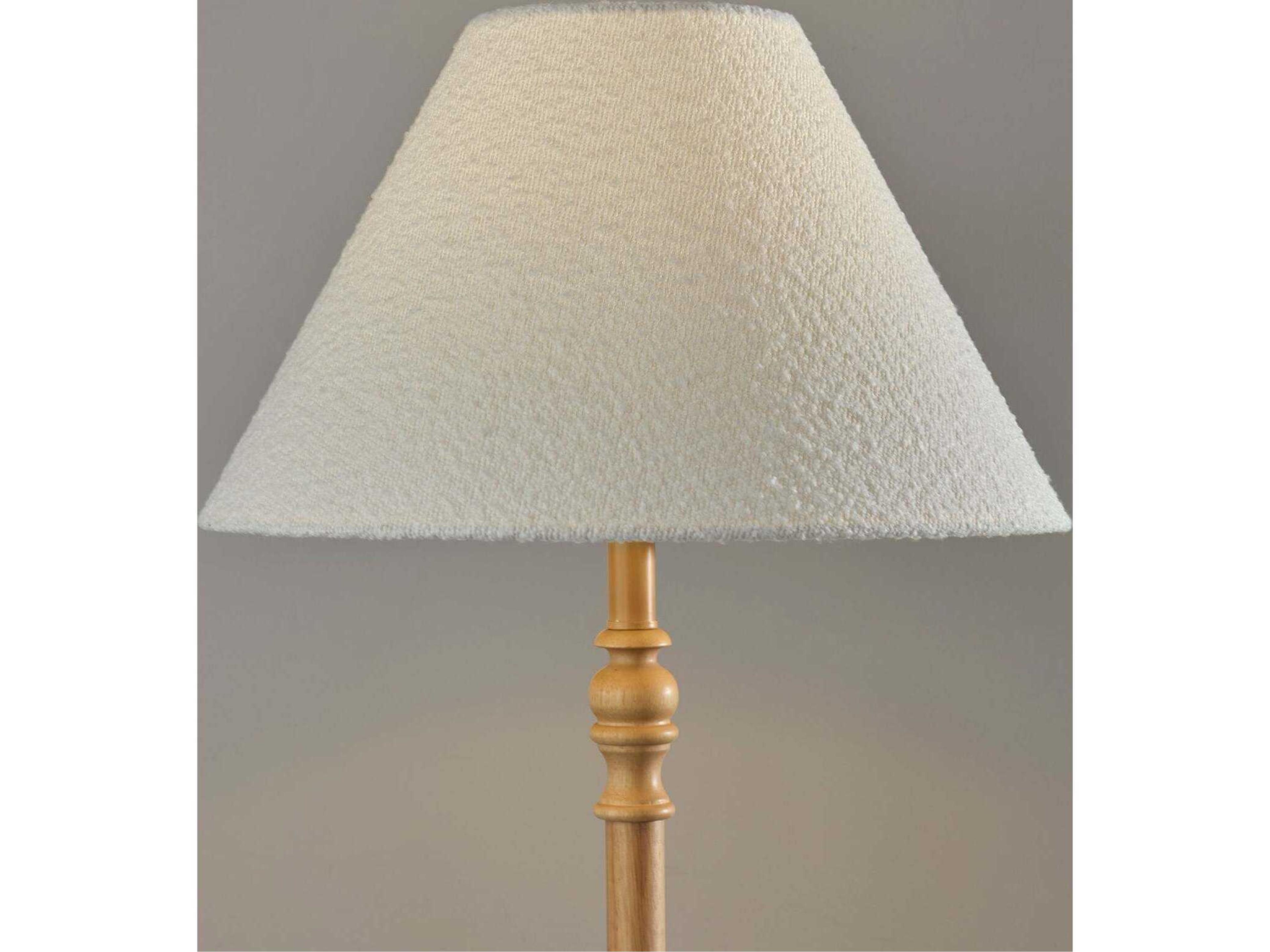 Adesso Rigby Natural White Boucle Fabric Wood Traditional Floor Lamp