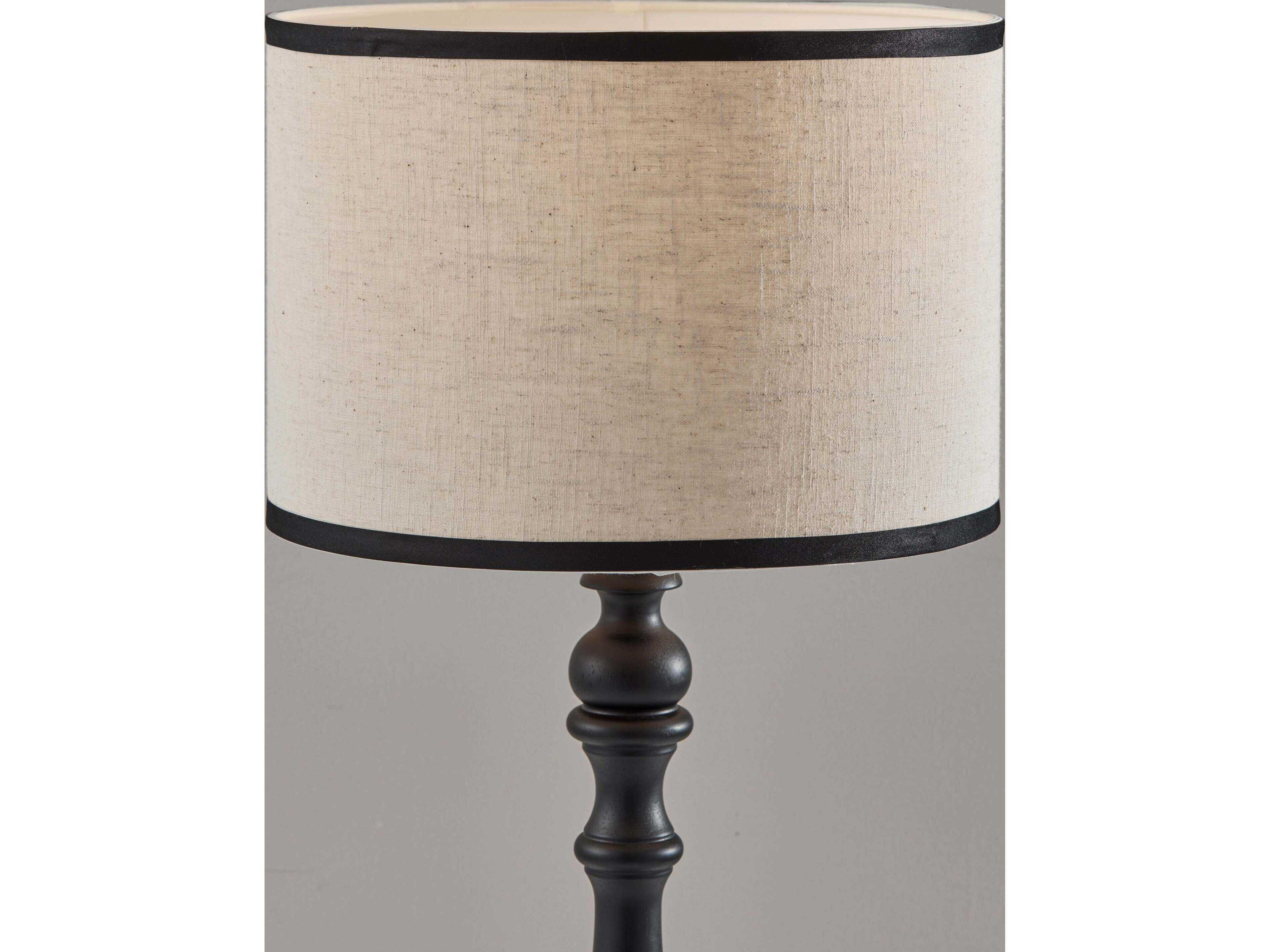 Adesso Zeek Black Cream Textured Fabric With Trim Traditional Buffet Lamp