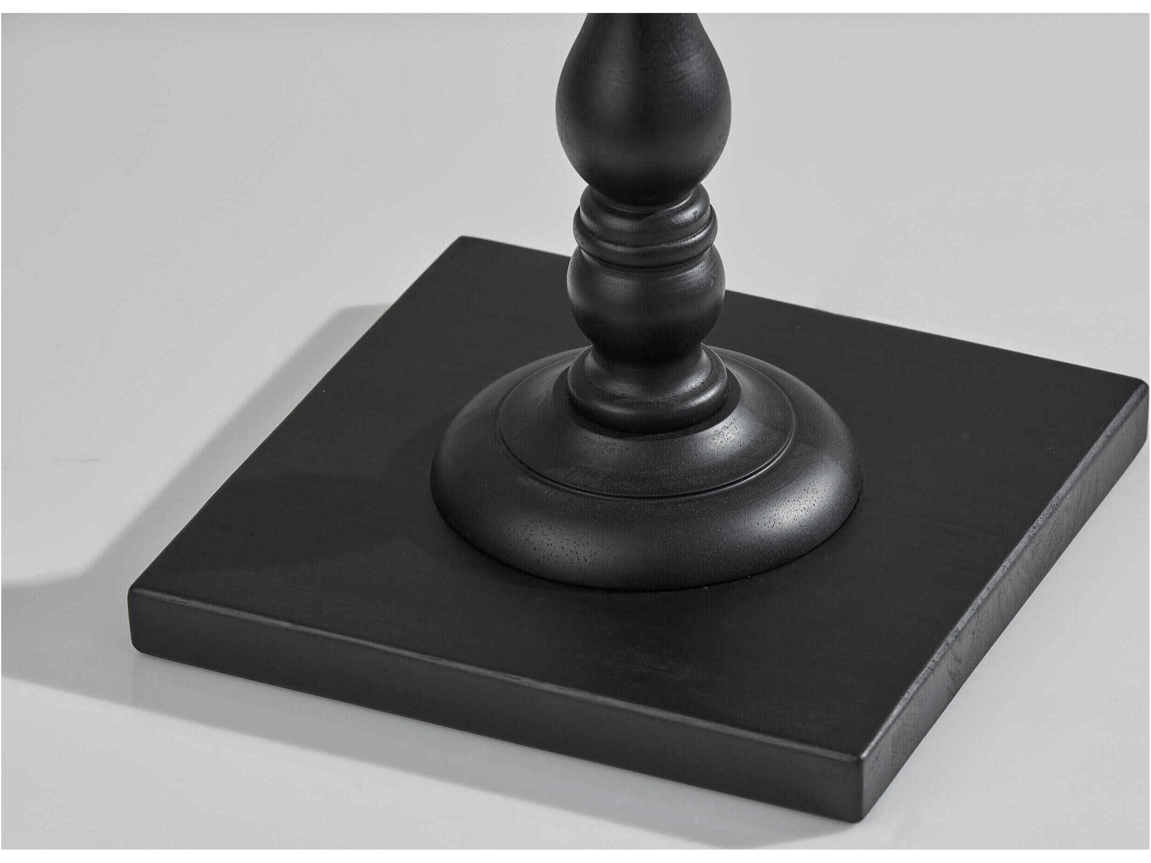 Adesso Zeek Black Cream Textured Fabric With Trim Traditional Floor Lamp